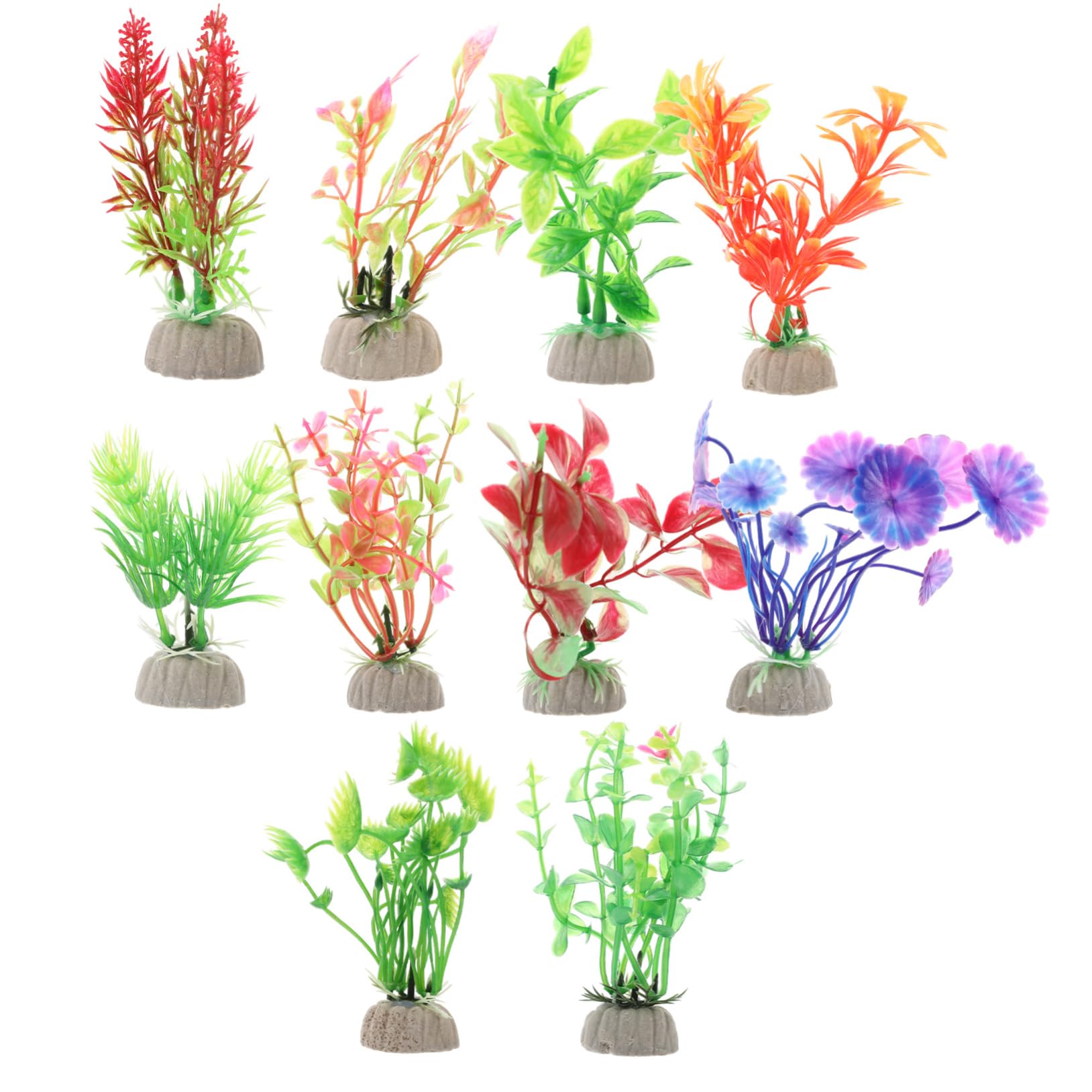 Amosfun 5 Set Piante D'acquario in Plastica Piante Artificiali Aquarium Terrario Piante Aqua Acquatico Pianta Piante D'acquario Finte Decorazione Dell'acquario 10 Pezzi*5