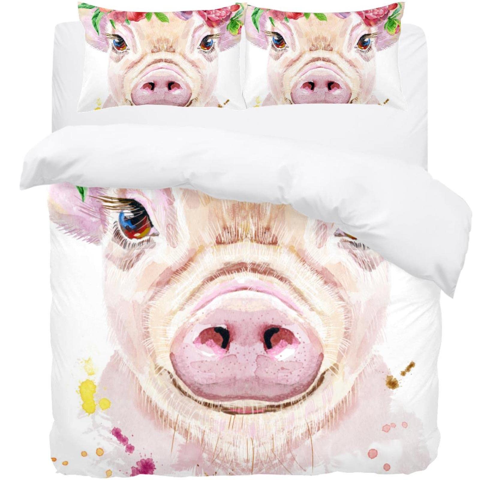 Parure de lit cochon aquarelle rose le cadeau idéal pour gâter vos proches