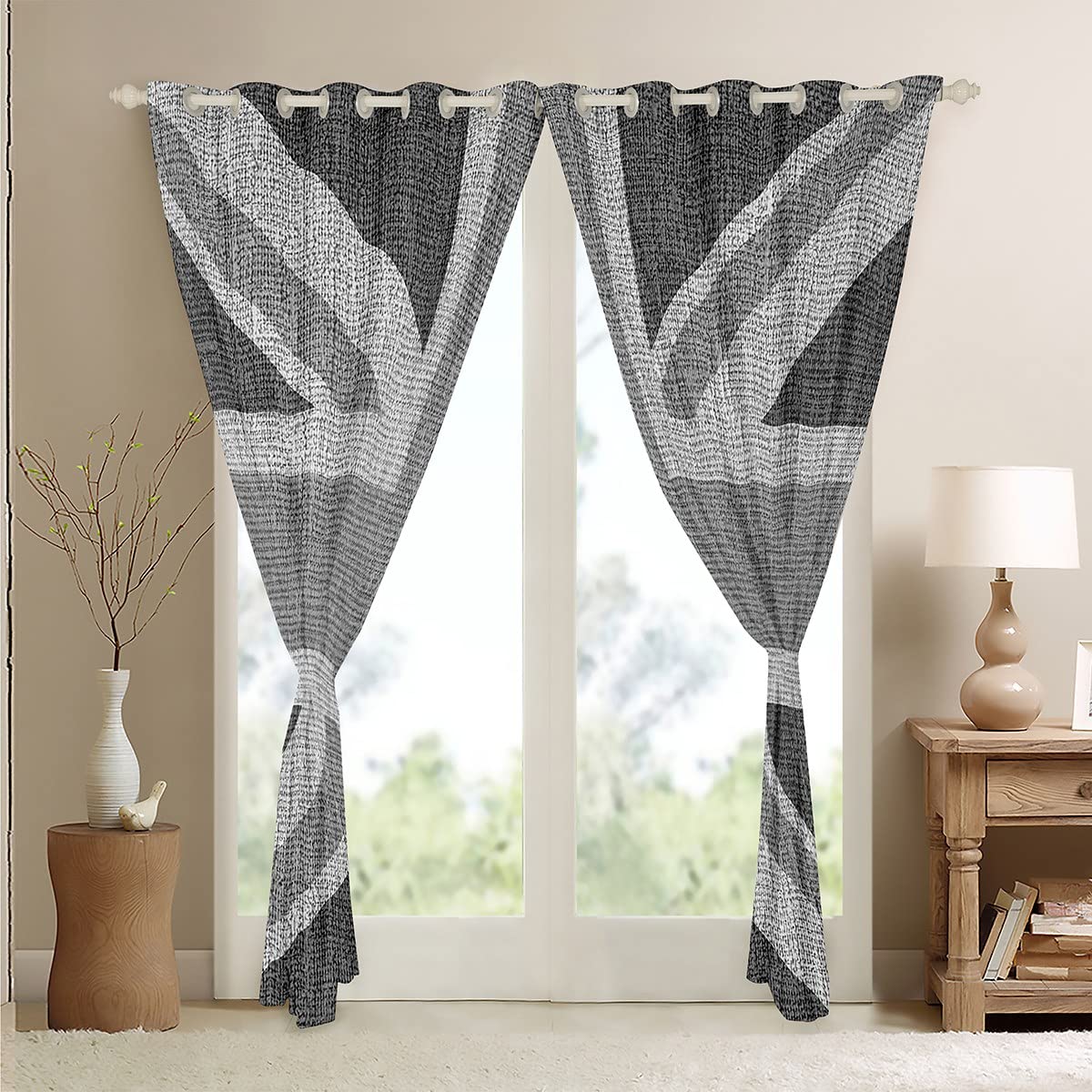 Loussiesd United Kingdom Flag Curtain Union Jack Window Drapes Grey UK Flag Window Curtains for Bedroom Living Room For Kids Adults Geometric Window Treatments,W46*L72 - Image 4