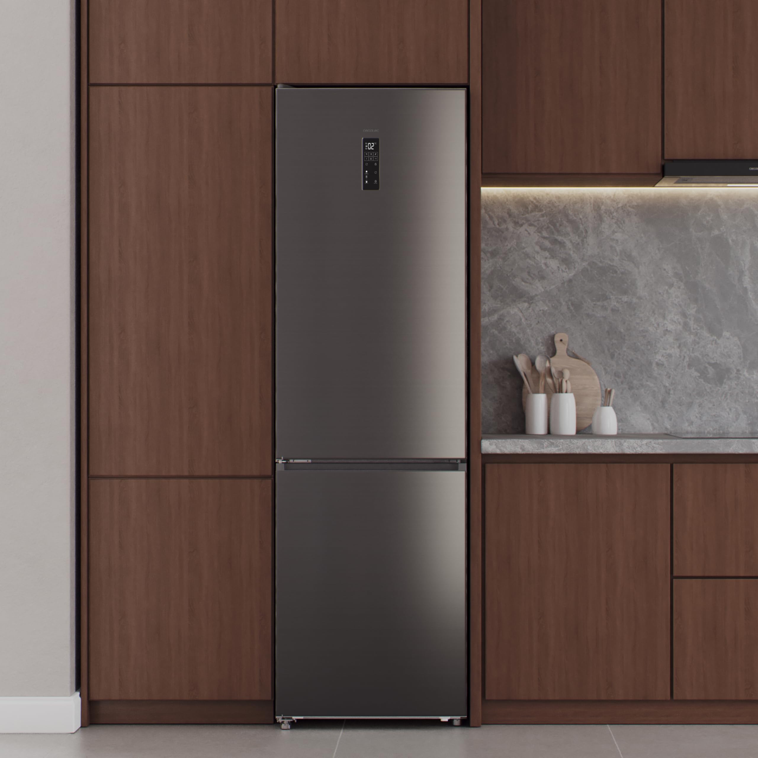 Cecotec Réfrigérateur Combi 456L Total No Frost Bolero CoolMarket Dark C. 201cm x 59,5cm MAX INSIDE VIP Tech Compresseur Inverter Plus