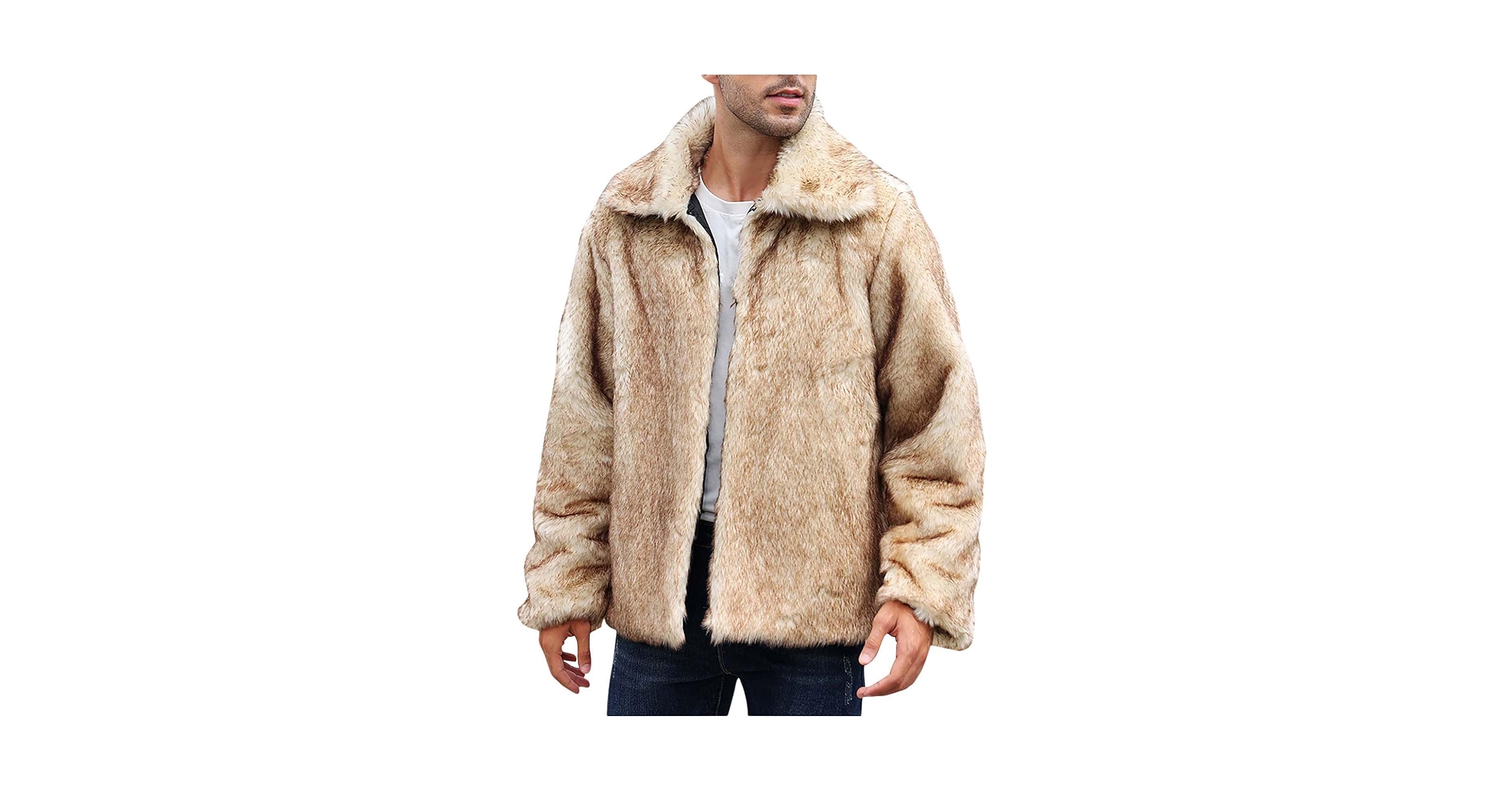 Amazon.com: Men's Fluffy Faux Fur Coat Outwear Winter Long