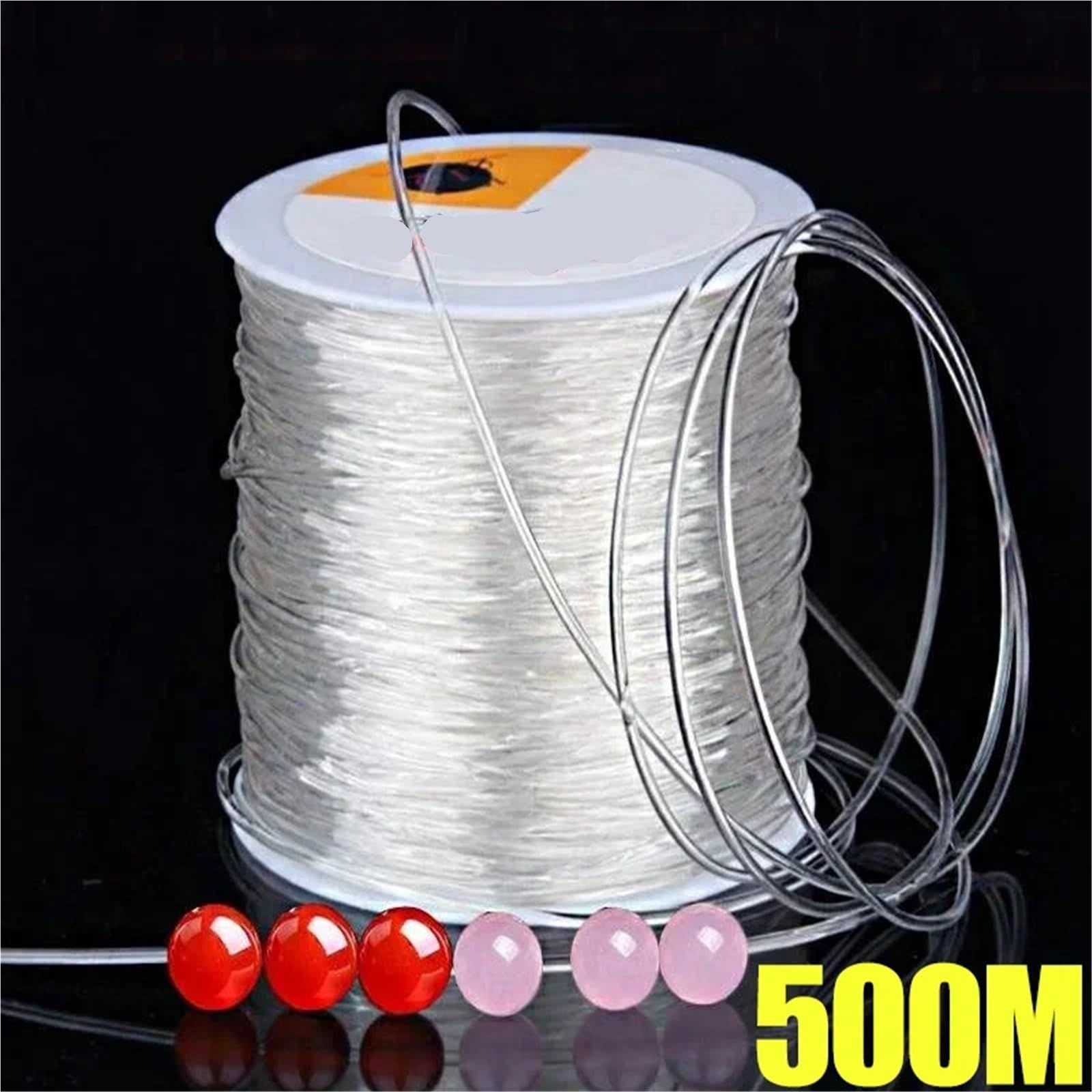 Band FüR ArmbäNder 500/100 m transparente, elastische Kristallschnur for die Schmuckherstellung (DIY-Armbänder, Halsketten, Accessoires)(0.7mm,500m(5 Rolls))