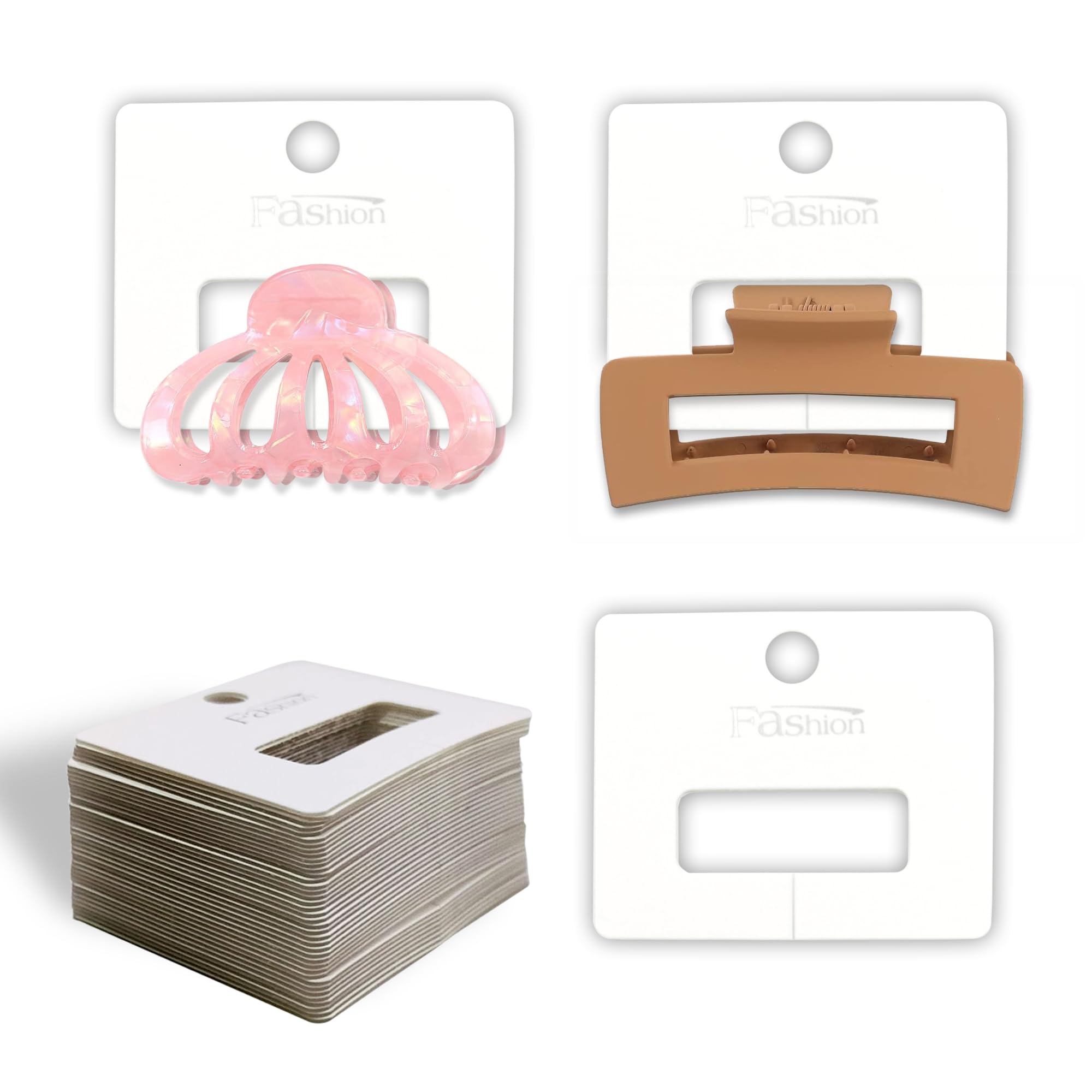 Display Cards for Hair Srunchies, Hair Clutchers, Hair Ties, Hair Claw, Claw Clips, White, 40 PCS - 5 x 6 CM-image-42
