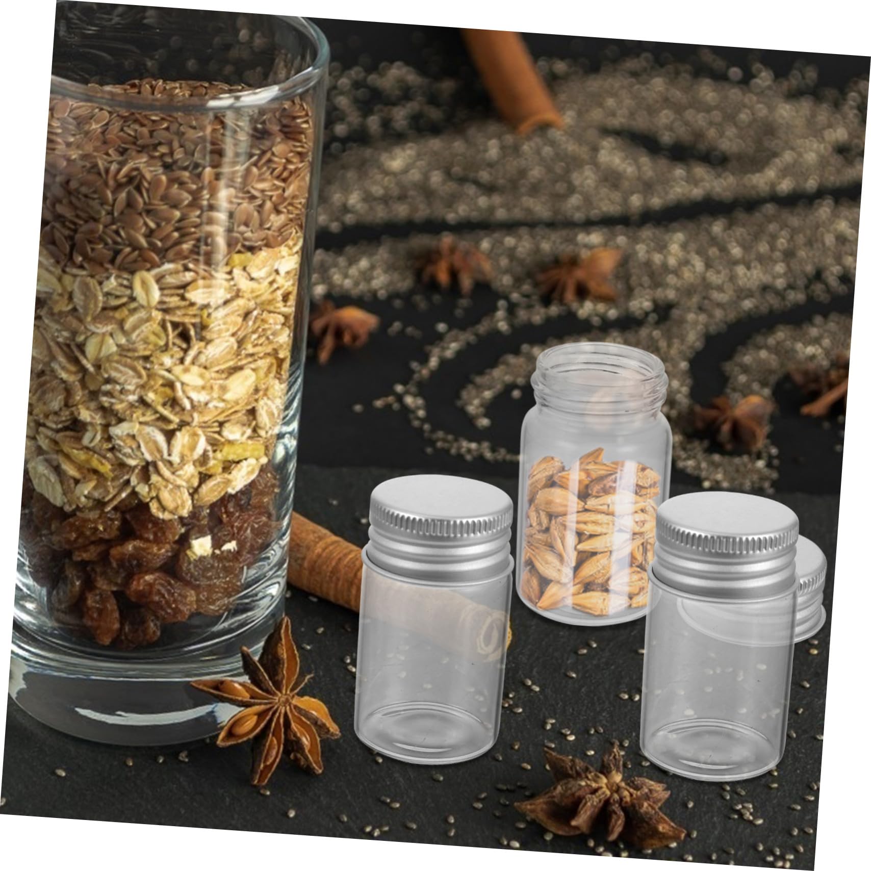 Cabilock Botellas de Vidrio Material Sintético, Fáciles de Transportar 20ml 50piezas con Tapa para Experimentación para Almacenamiento de Muestras en Laboratorio