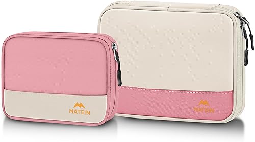 MATEIN Paquete de 2 organizadores de cables de viaje para mujer, bolsa organizadora de cables con doble cremallera para accesorios tecnológicos,