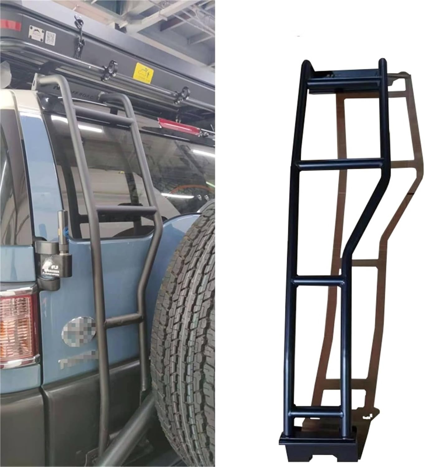 Rear Ladder Tailgate Ladder Kit Metal Stairs Compatible For Toyota FJ Cruiser Car Rear Door Laddder Protection Framework Protective Frame