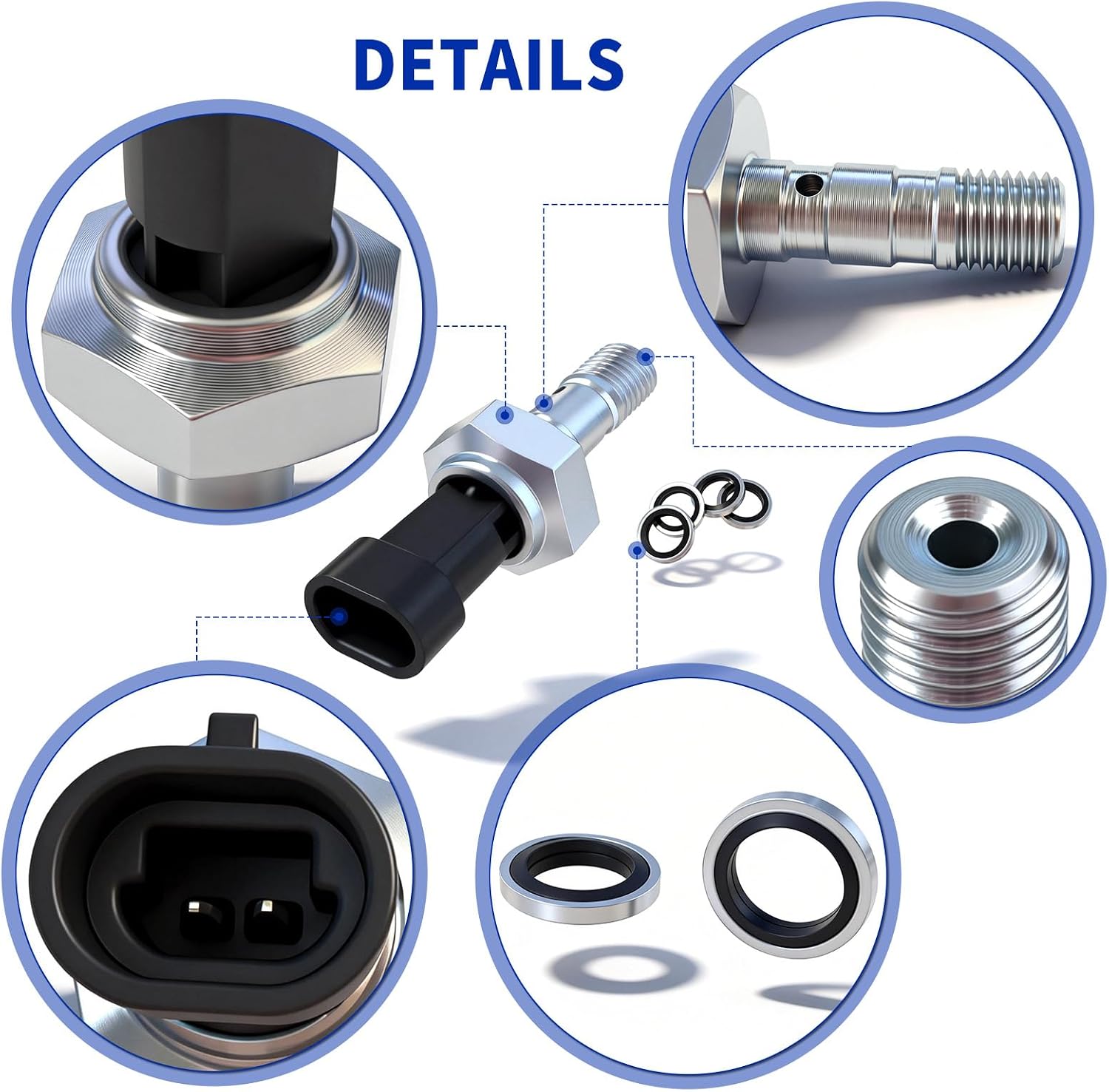 Brake Pressure Switch Replace for Polaris 4014262 791071 4081117 Model Compatible with Polaris Ranger XP 1000,RZR Turbo, Ace 150, RZR 570 900 1000 XP Turbo, Sportsman 570 with 4 Pcs Line Seal