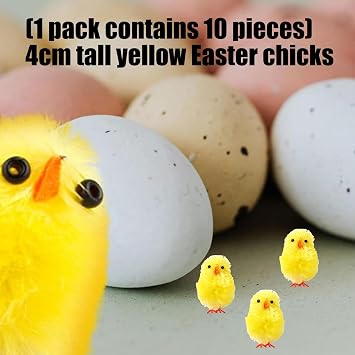 10Pcs 4CM Yellow Chick Soft Plush Polyester Chick Ornament for Craft Easter Basket Fillers Festive Decoration Easter Yellow Youngsters