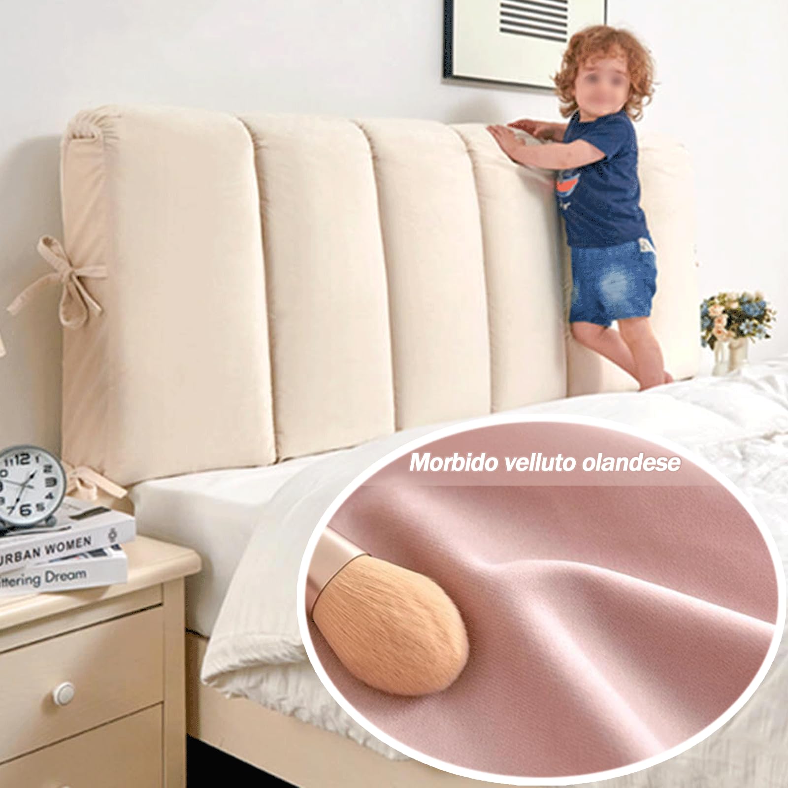 Copri Testiera Letto Matrimoniale Singolo Imbottita, Cuscini Da Lettura Copri Testata Copripiumino Rimovibile E Lavabile, Anti-collisione Addensato Grandi Per Testata(Paste 90 ×50 cm,6