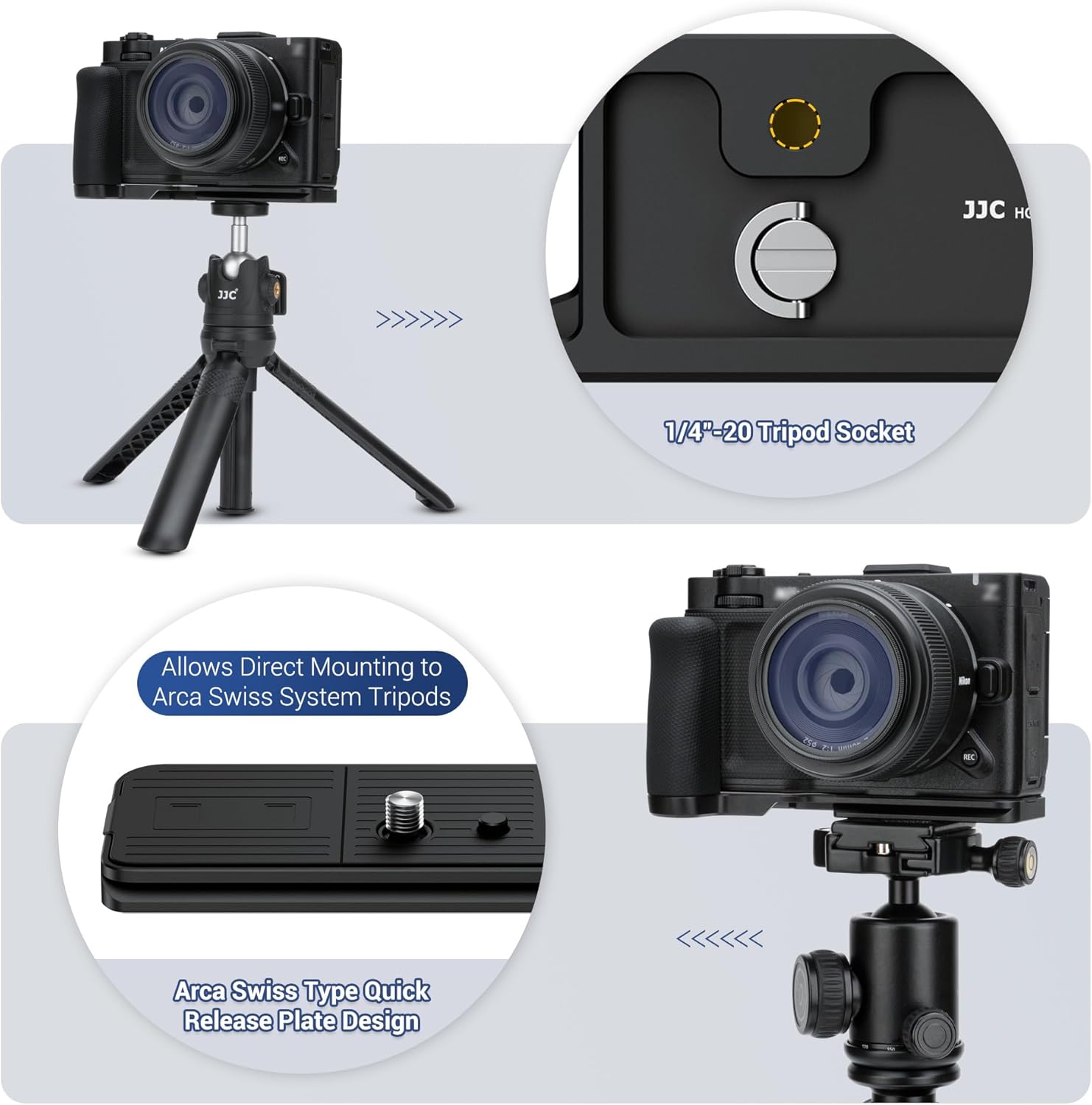 JJC ZR Handgrip L-Shape Bracket Handle Hand Grip for Nikon ZR Cinema Camera,Ergonomic Silicone Handgrip with Built-in MicroSD Card Slot,Arca Quick Release Plate & Anti-Slip Microfiber Pads(NO MicroSD)