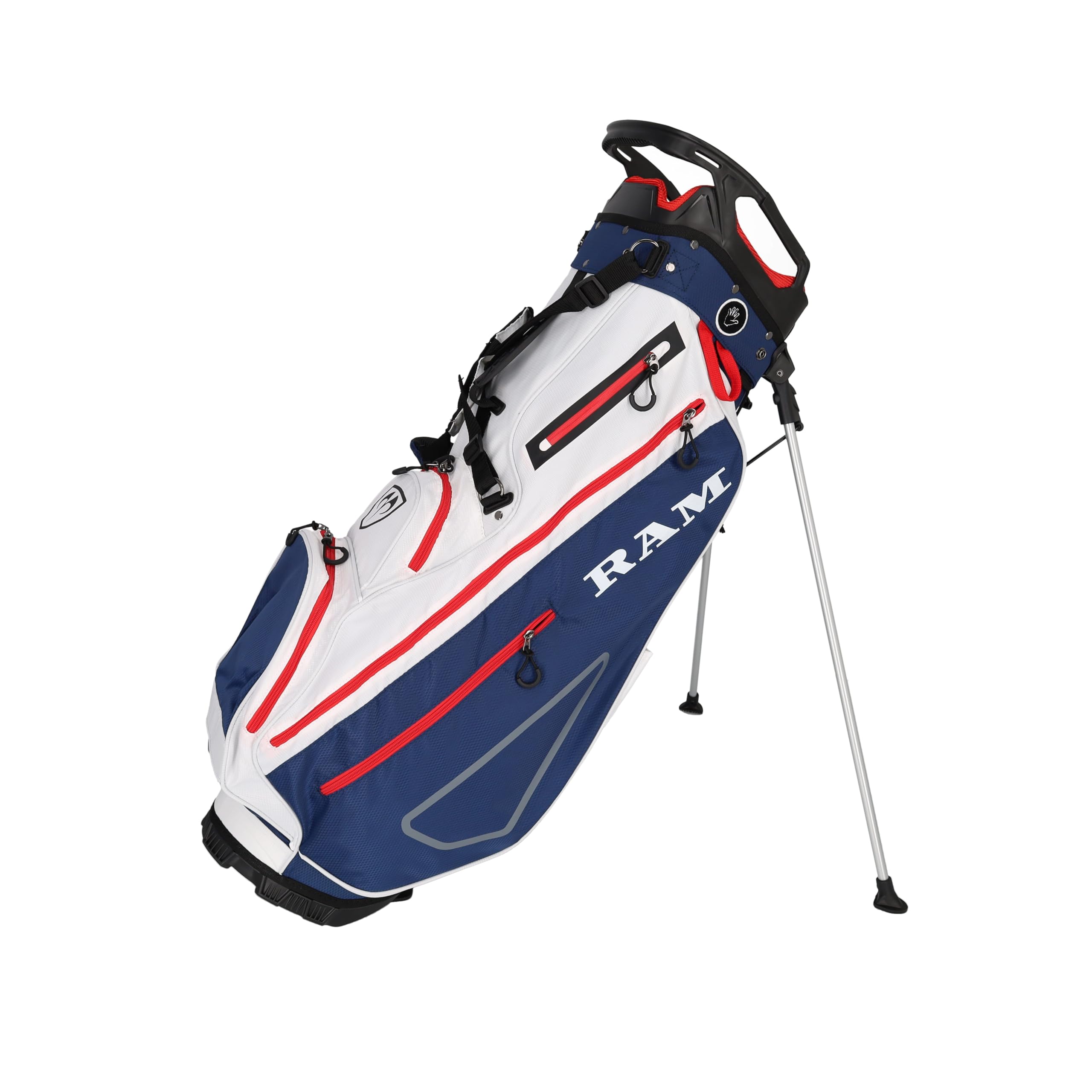 Ram Golf 9" Lightweight Stand Bag, Navy/White/Red