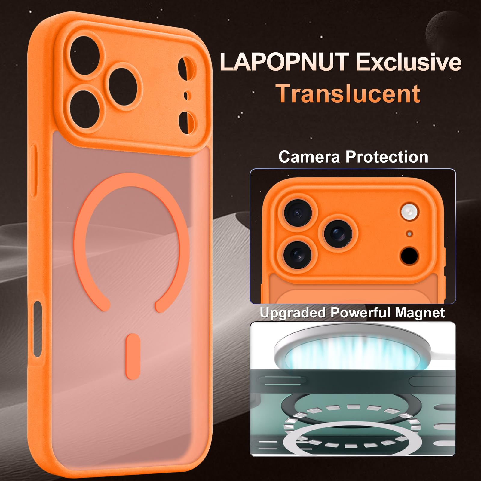 Coque IPhone 15 Pro Compatible MagSafe - Silicone TPU Résistante - Protection Chocs Et Rayures - Orange - 13
