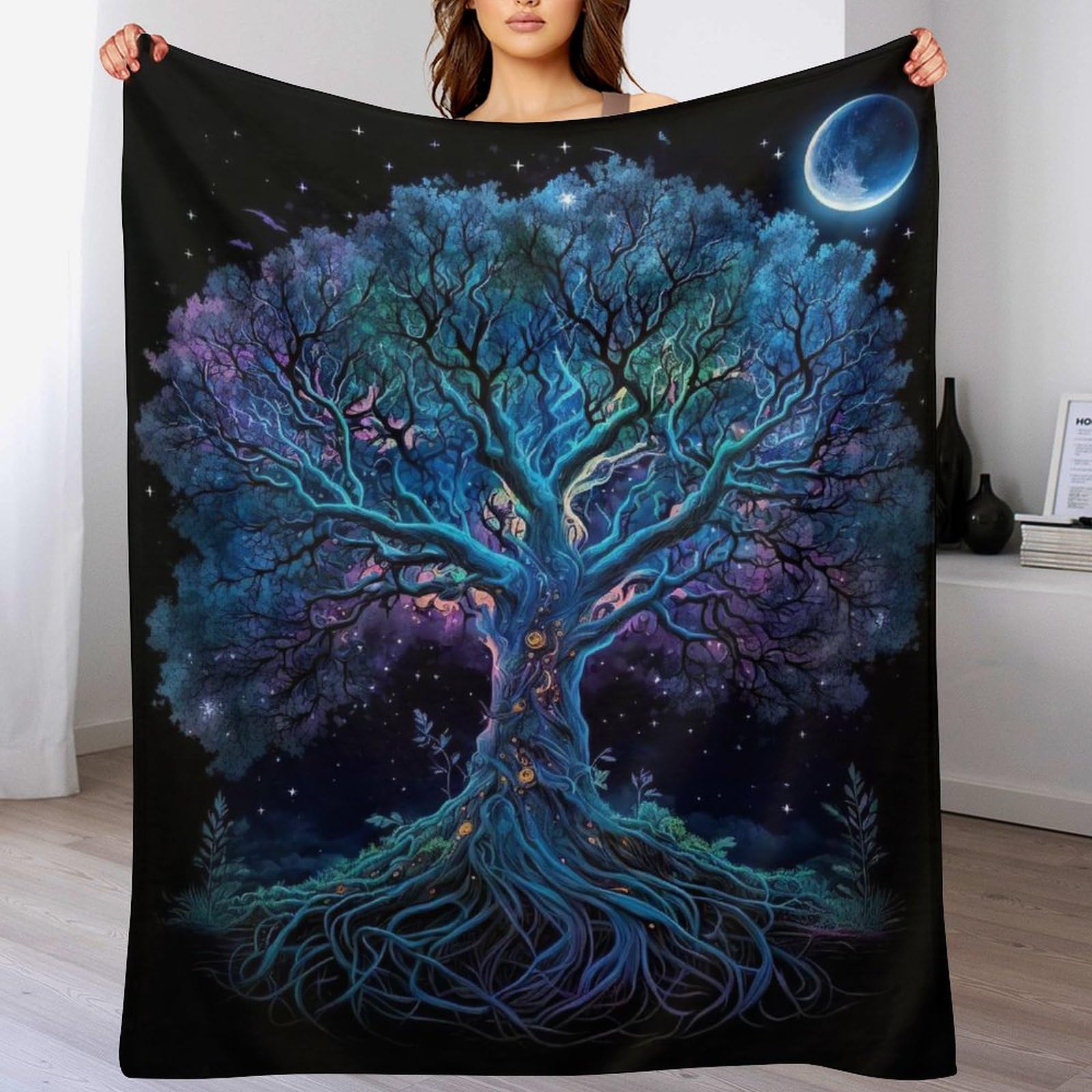 Couverture Arbre de Vie polaire 100x130 cm plaid canapé