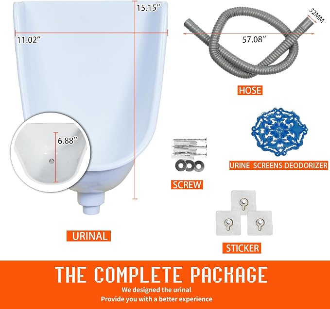 Orinal para hombres sin agua con instalación sin taladro blanco miniatura 2
