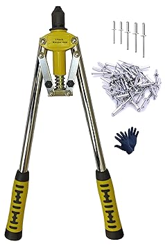Inditrust 17inch 425mm Hand Riveter Gun, Riveting Tool Fast Hitting Rivet Gun with 5 type Pop Rivets and GLOVES (with 50 Rivets)