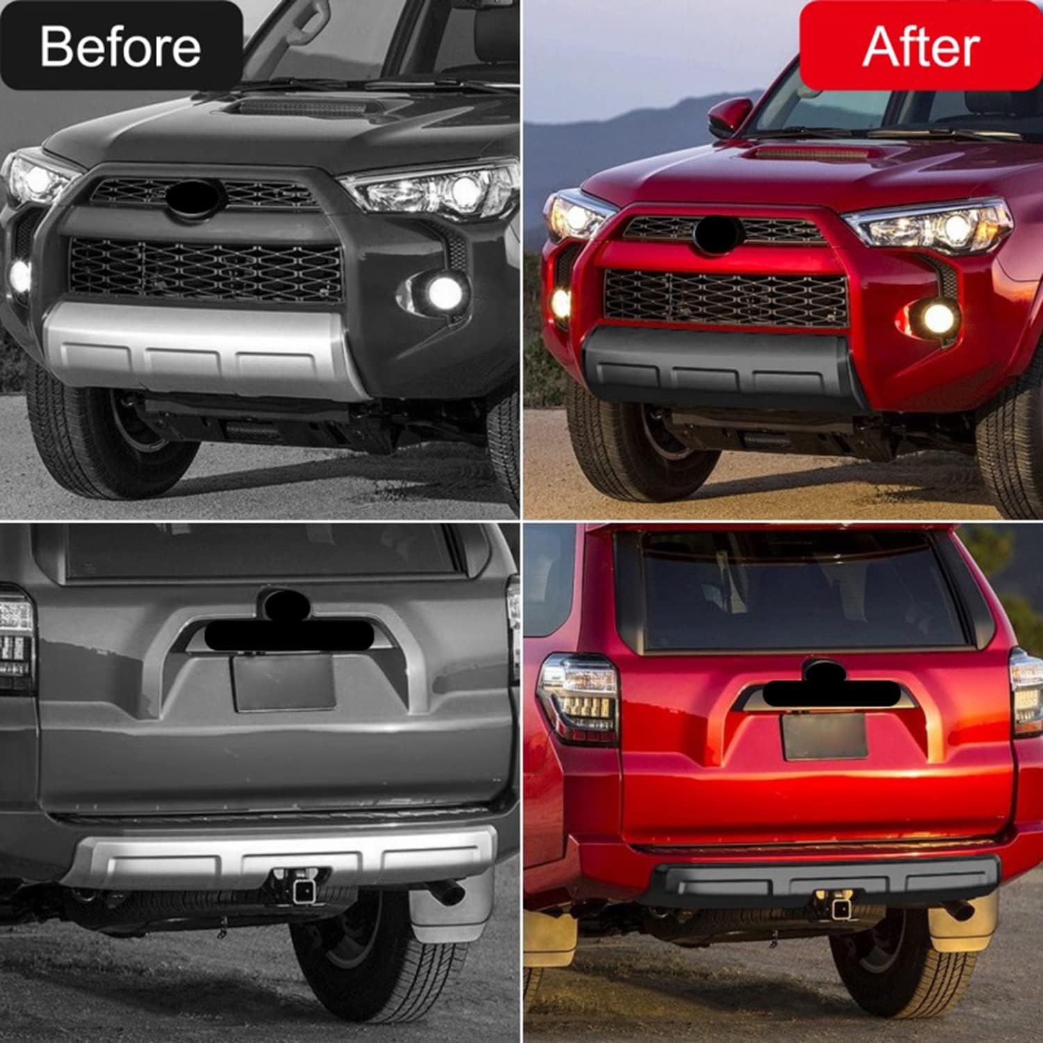 HIGH FLYING 2016-2024 for Toyota 4Runner Lower Valance Panel Bumper Molding Replacement ABS Matte Black, Front&Rear 2PCS (NOT Fit Limited, TRD Sport)
