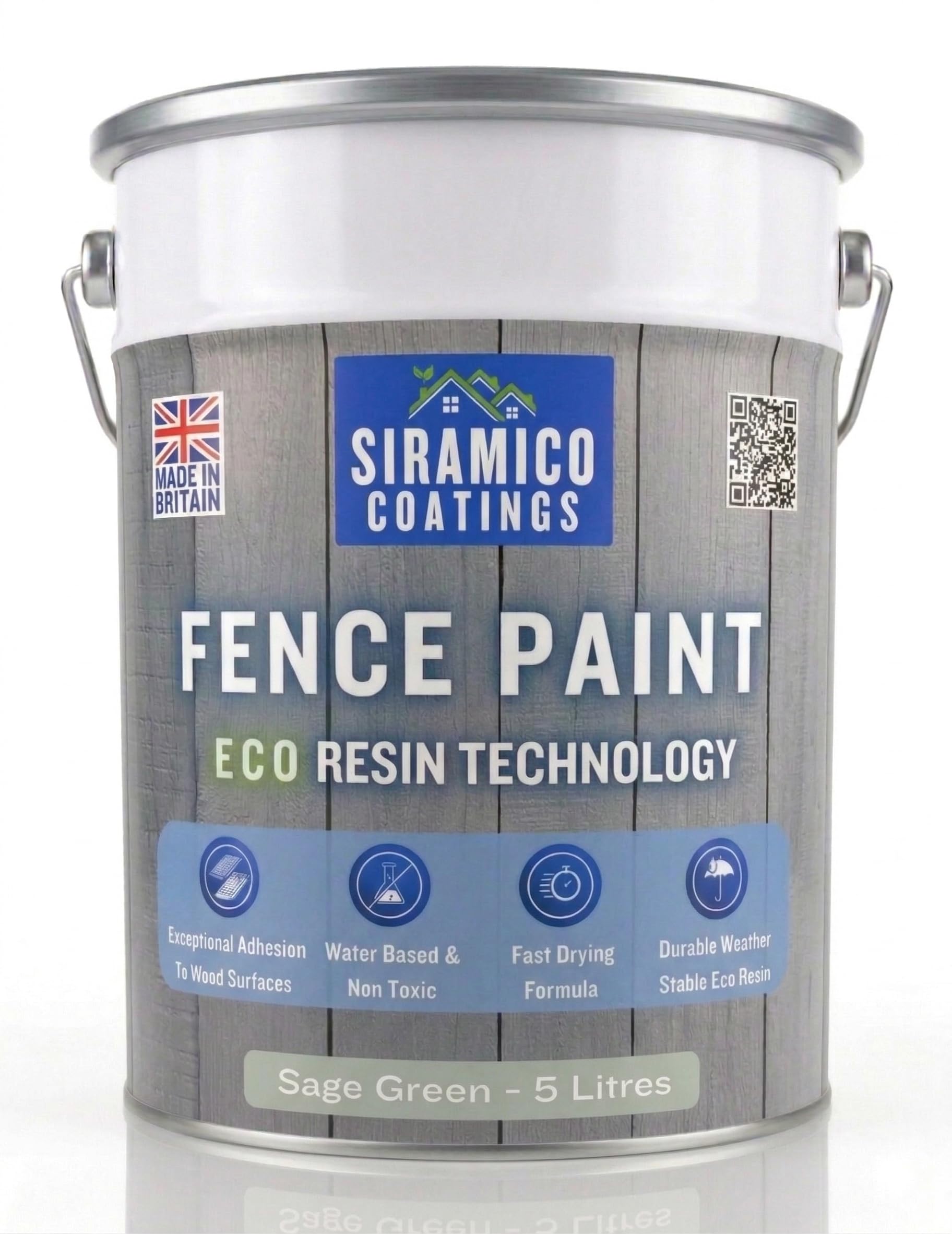B&Q -  Premium Sage Green Fence Paint 5 LitresWaterbased Eco Resin Technology
