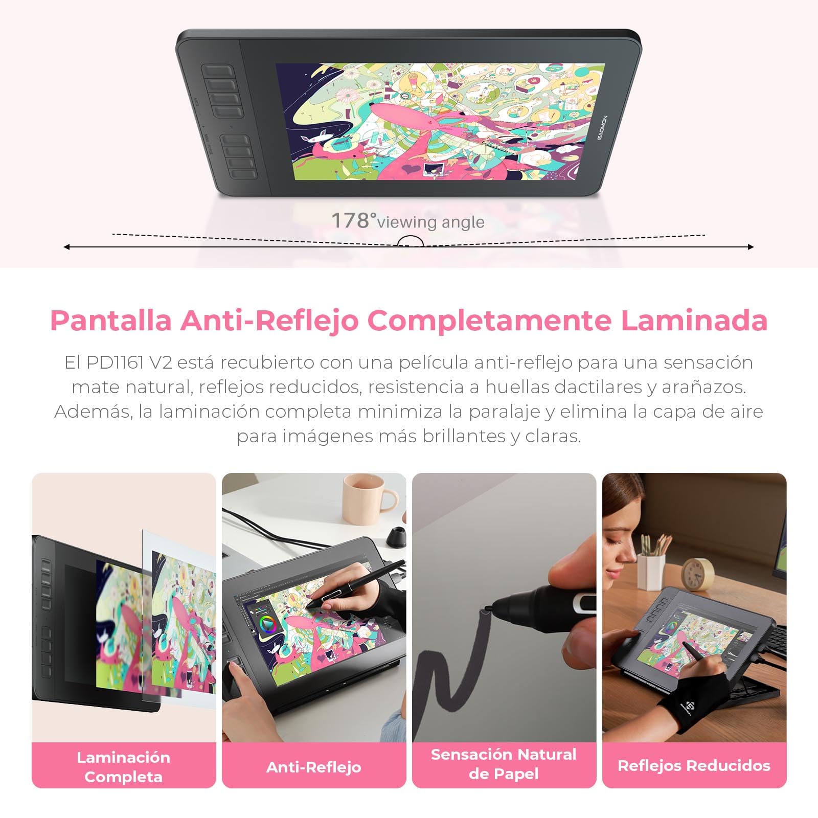 GAOMON PD1161 V2 - Tableta de dibujo con pantalla | Dibujo digital, entrada de lápiz capacitivo