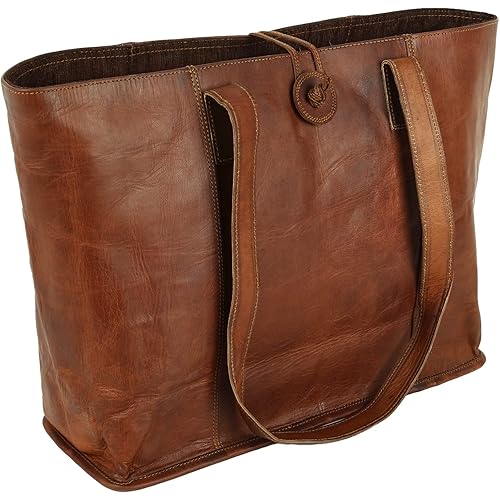 Vintage Genuine Leather Tote Bag Handbag Shopper Purse Shoulder Bag for Women Office Laptop Bag