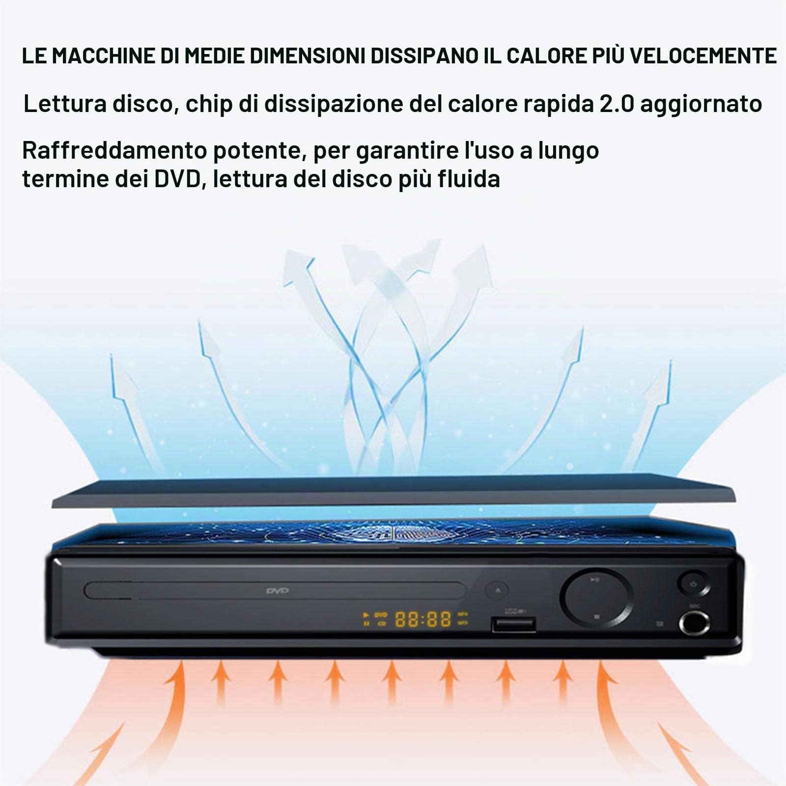 Lettore Dvd Blu-Ray Eye Protection 4K, Riproduzione VCD HD Domestica HDMI, con Presa USB/Memoria di spegnimento