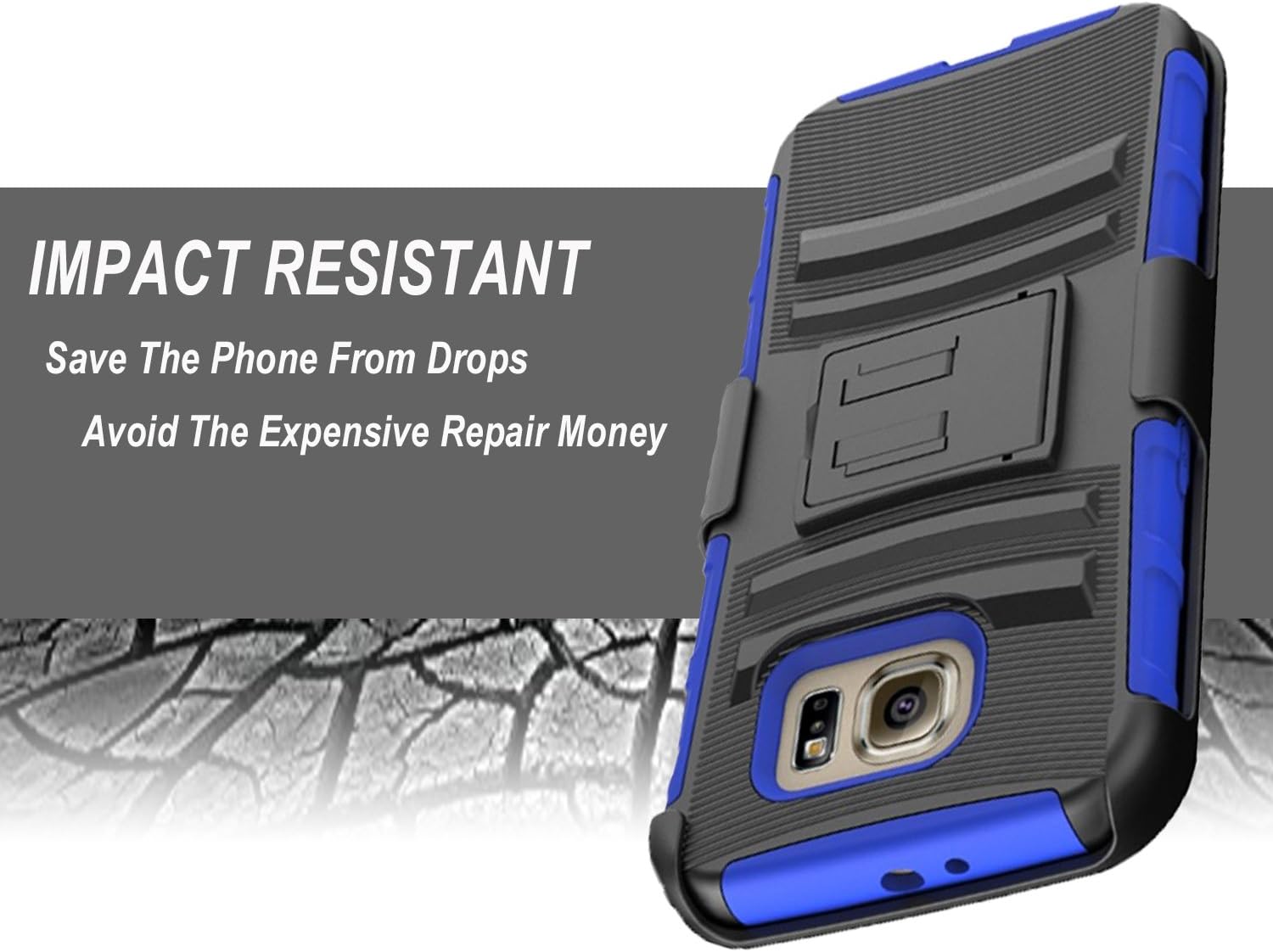 Galaxy S7 Case, [NOT FIT S7 Edge] Combo Rugged Phone Cover with Built-in Kickstand and Holster Locking Belt Clip and Circlemall for Samsung Galaxy S7 (Blue)