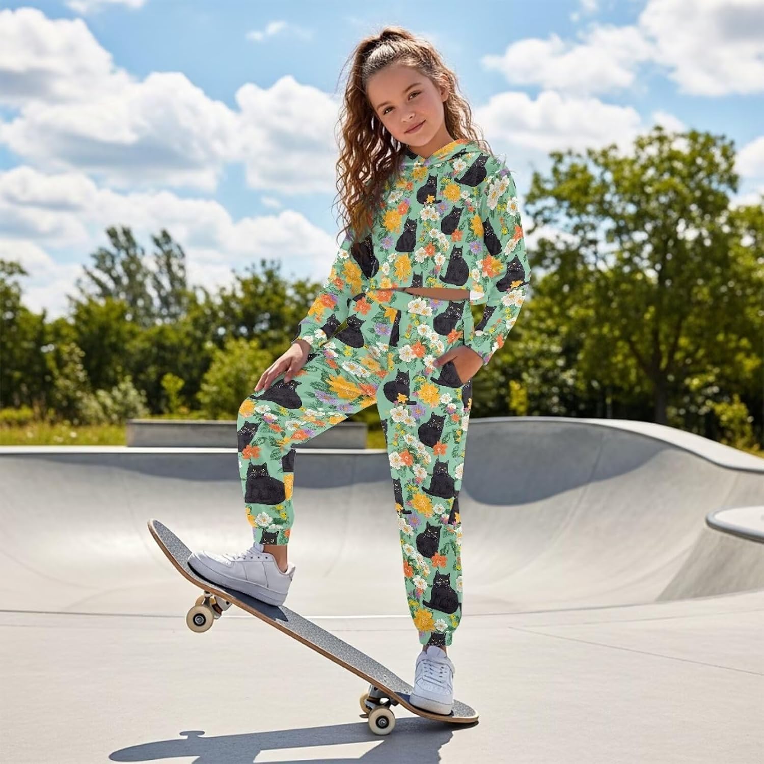 Girls 2 Piece Outfits Tracksuit Pant Sets with Pockets 4-13Y