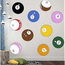 15 Billiard Balls Wall Decal Stickers Printed Graphic Game Room Decor Vinyl Wall Art. All 15 Balls are 20 inches Around #OS_MB130. Easy to Apply & Removable.