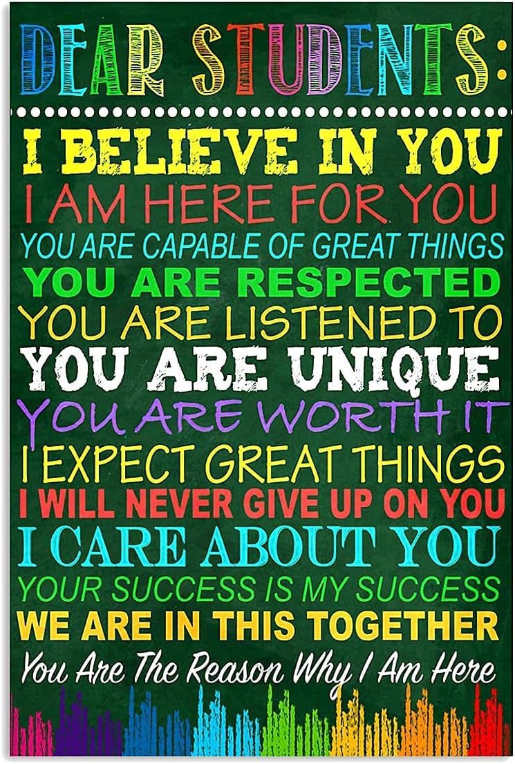 Kwqdozf As Pic Dear Student Poster I Believe In You Funny Vertical Poster Metal Tin Sign W