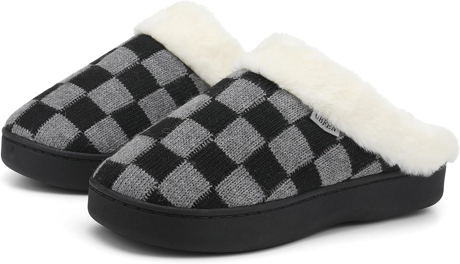 UBFEN Mens Womens Slippers Classic Plaid Winter Warm with Memory Foam Fluffy House Shoes Platform Indoor Bedroom - Image 6