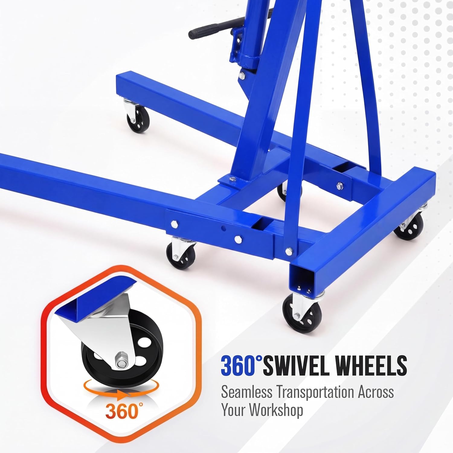 2 Ton Engine Hoist Foldable Cherry Picker - Heavy Duty Hydraulic Engine Lift, Automotive Garage Engine Crane