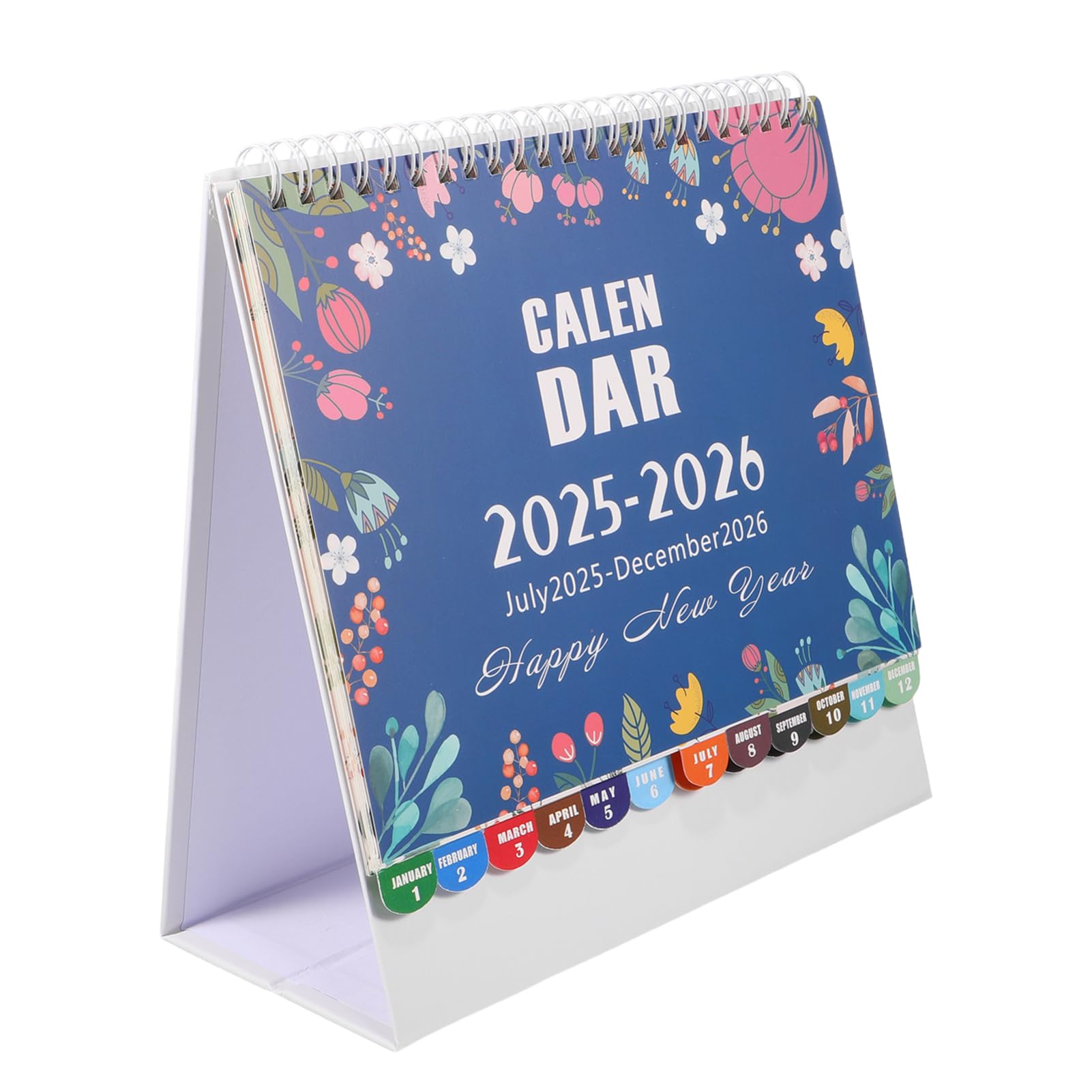 Small Standing Desktop Calendar - Modern Stylish Monthly Planner 2025.7-2026.12, 8‘’ x 8.3" Standing Flip Desk Calendar with Monthly Summary and Twin-Wire Binding for Home Office School