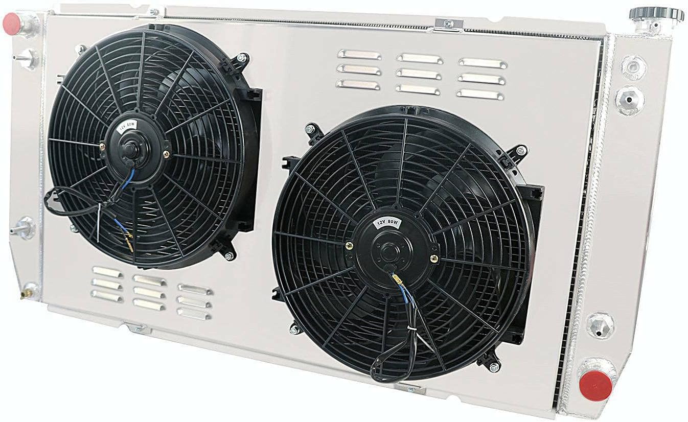 4 Row Radiator Shroud Fans For 1988-2000 CHEVY GMC C/K 2500 3500 PICKUP 7.4L V8