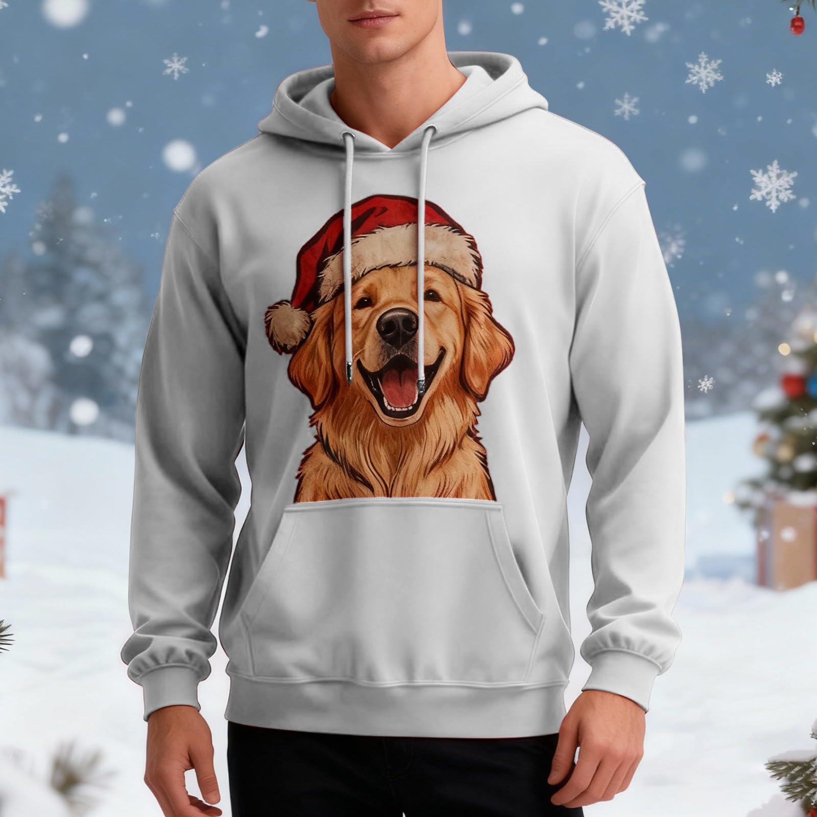 Ropa Anti UV Hombre Sudadera con Capucha Informal Estampada para Hombre, Ideal Amantes De Los Perros. Japonesa (Grey, XXL) Gym Camiseta Ciclismo Softshell Caza Oversize Calor Sin Mangas