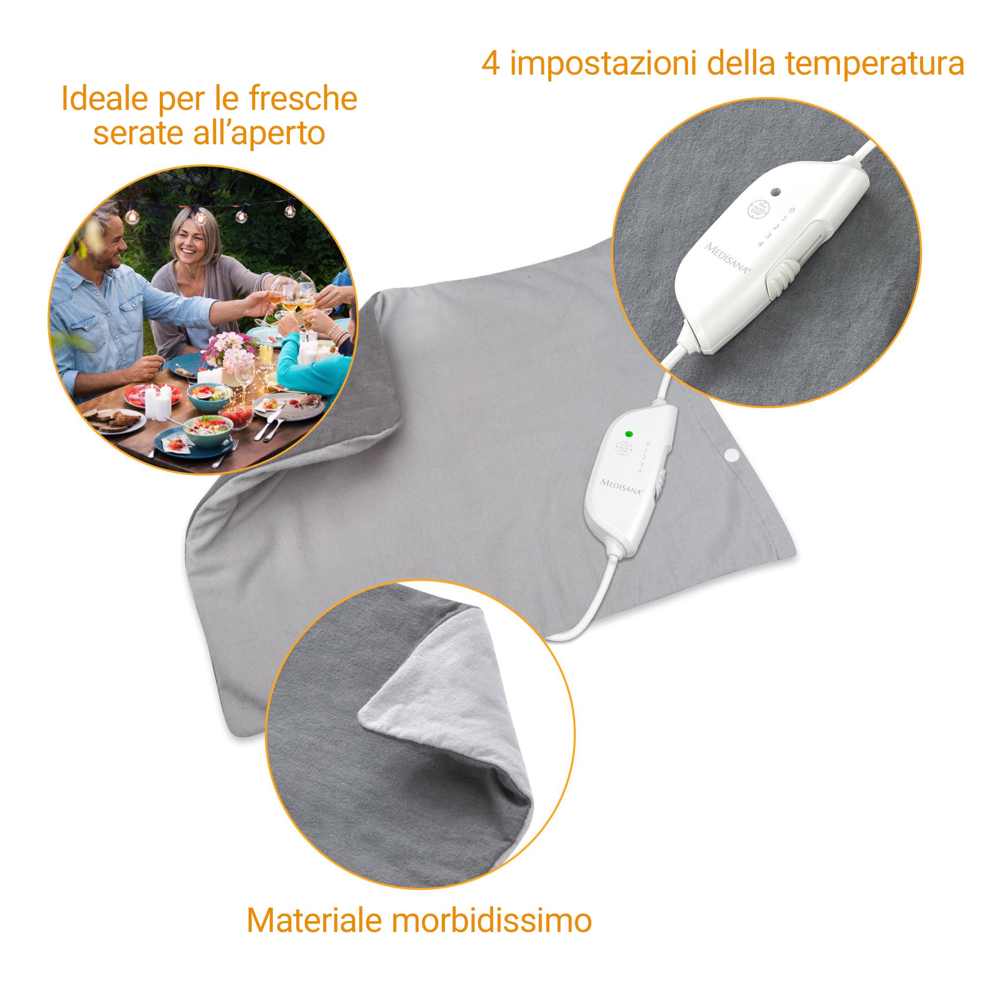 medisana HP 605 termoforo con 4 impostazioni di temperatura, protezione contro il surriscaldamento, spegnimento automatico, con rivestimento rimovibile in materiale soft top