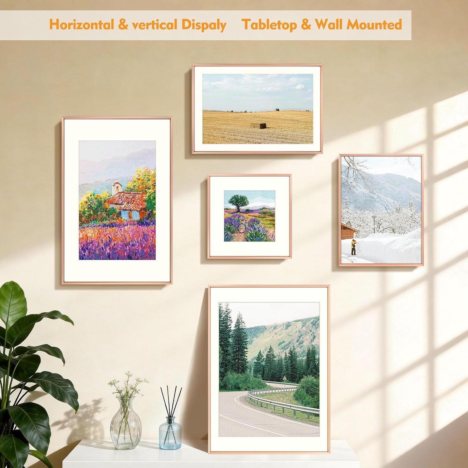 Golden State Art, 16x24 Rose Gold Picture Frame Displays Photo 12x18 with Mat or 16 x 24 Without Mat for Wall Mounting, Classic Satin Aluminum Frames with Real Glass (Pack of 1)