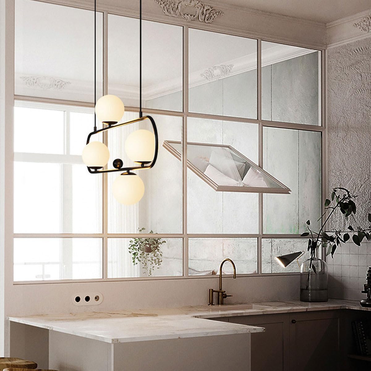 Czarna owalna lampa wisząca do jadalni w stylu nordyckim, metalowa i szklana lampa wisząca, postmodernistyczny, kreatywny żyrandol barowy, odpowiedni do stołów w jadalni