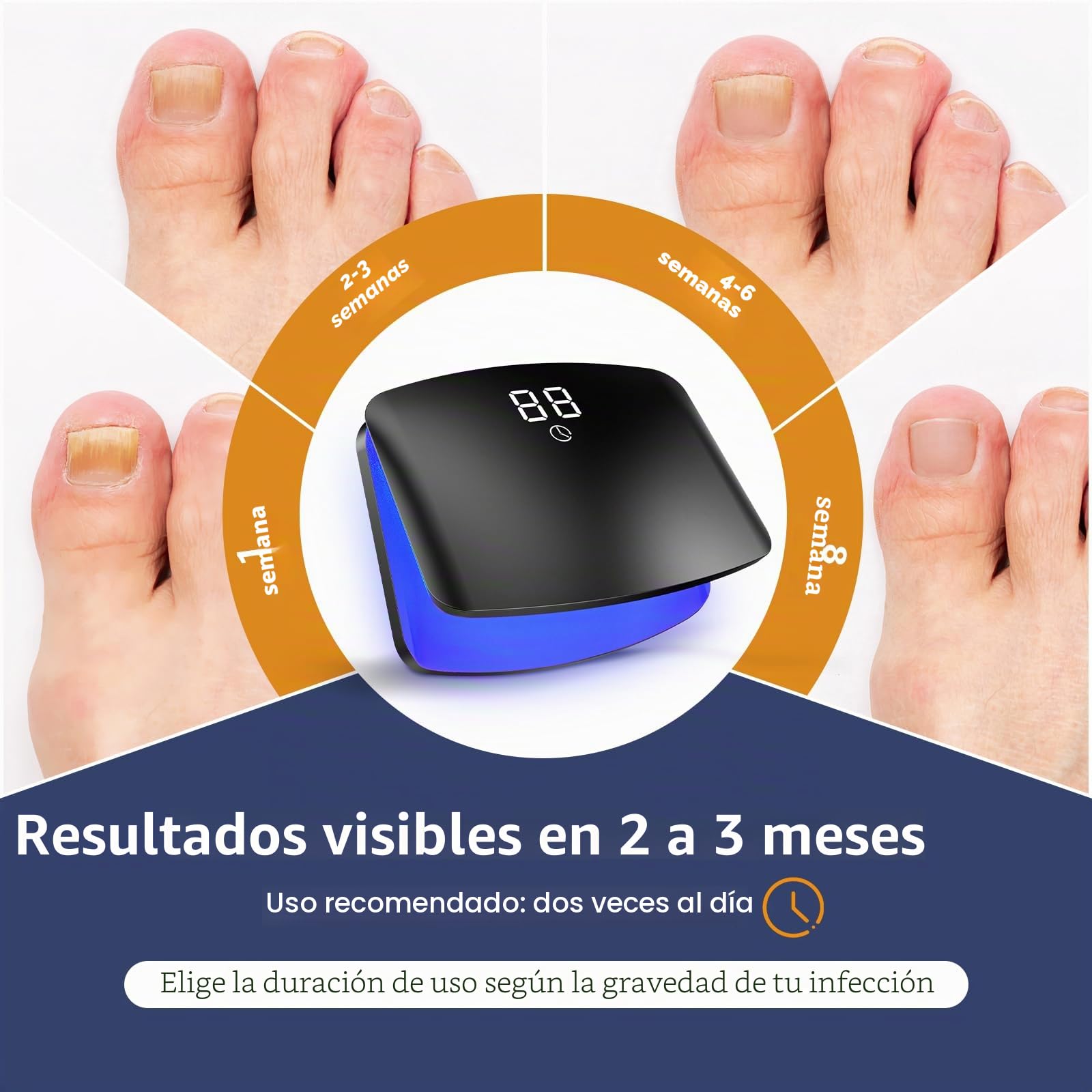Upgrade Dispositivo láser para hongos en las uñas, 15 LED portátil y recargable mediante USB-C, 11 luz azul + 4 infrarrojos, pantalla táctil, temporizador de 5/10/15/20 minutos-Negro