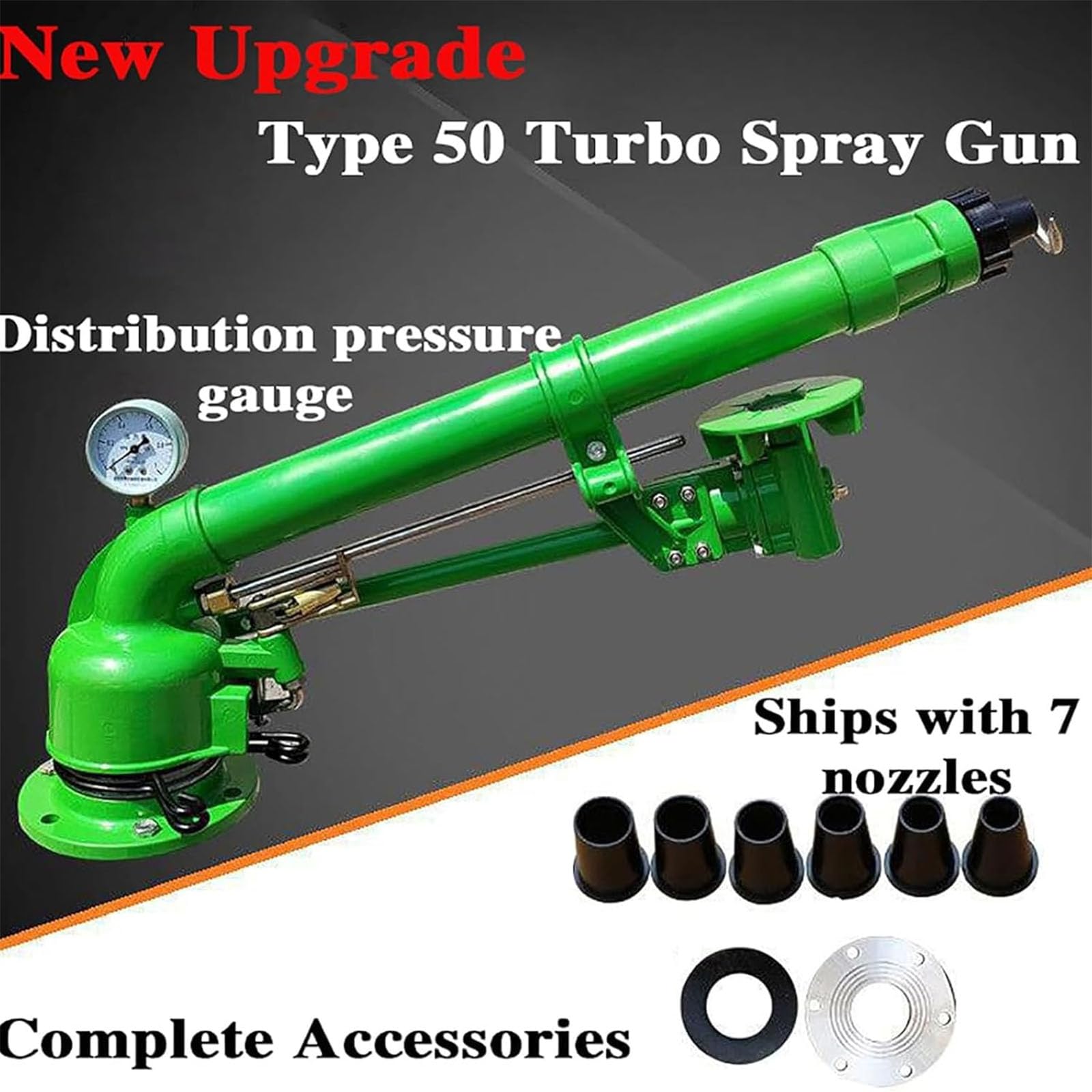 Irrigatori per Irrigazione Agricola, Lancia a Pioggia da 2" con Manometro, Pressione di Esercizio: 3-8 Bar, Irrigazione a 360° per Ampie Superfici, per Irrigazione Agricola