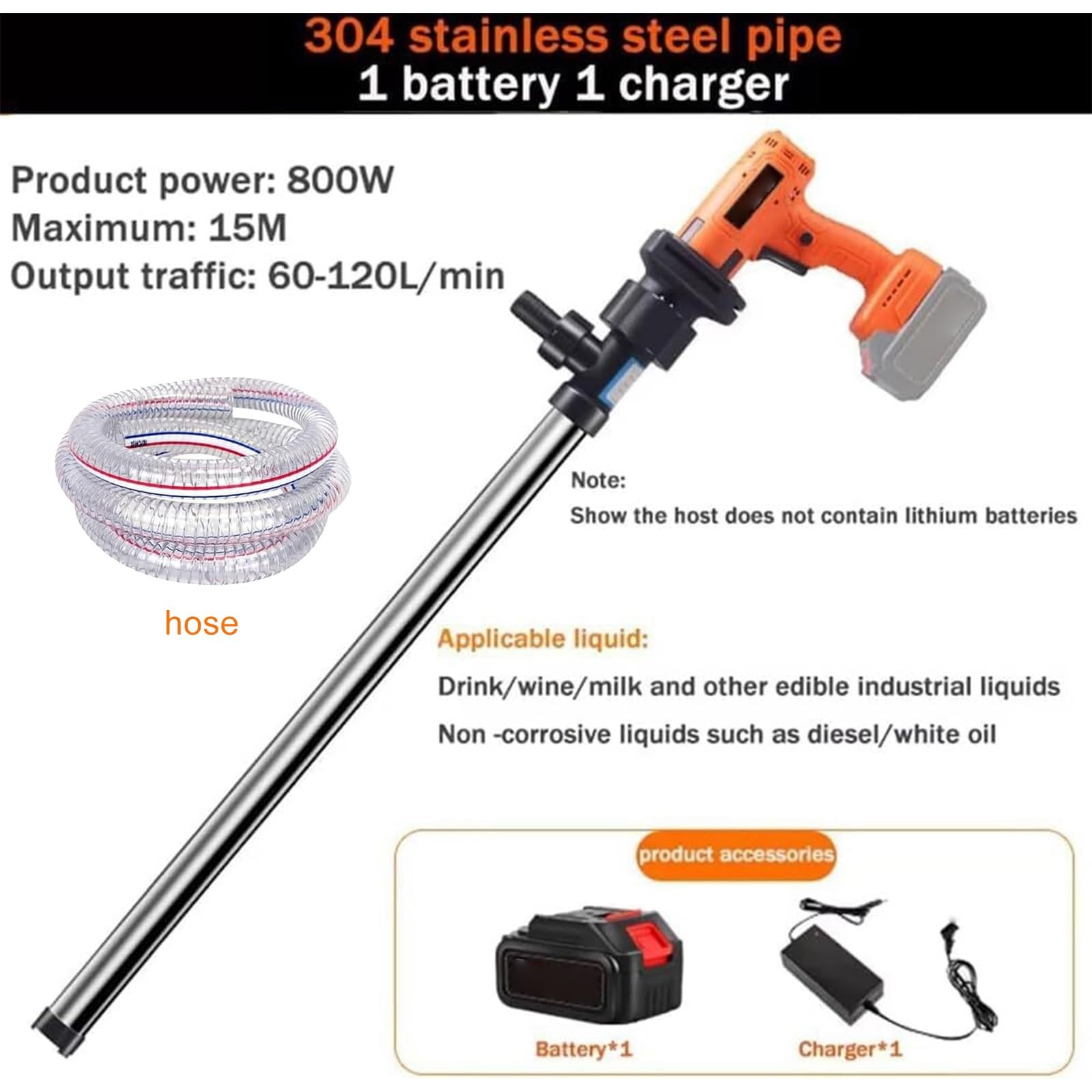 Pompa elettrica di aspirazione dell;Olio, Pompa Portatile per trasferimento Carburante da 90 cm con velocità Regolabile in Continuo, Pompe per fusti di Carburante da 800 W con Tubo