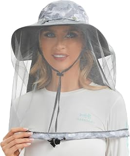 BASSDASH UPF 50+ Mosquito Sun Hat with Hidden Head Net and Neck Flap for Men Women Outdoor Fishing Hiking Camping