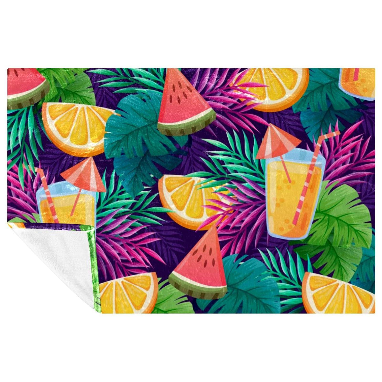 Couverture douce motif orange et jus pour des moments cocooning