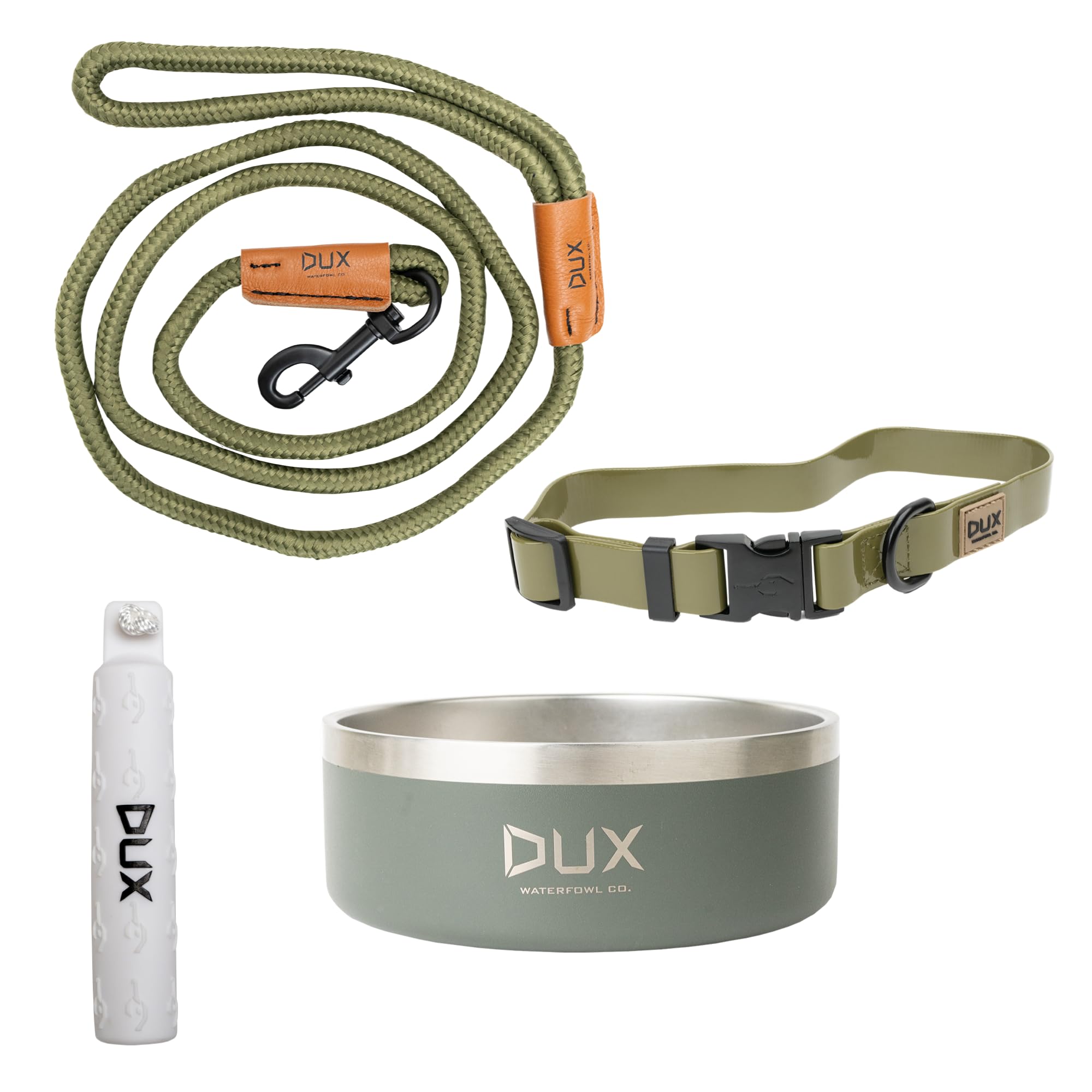 DUX Dog Training Bundle – Bumper, Leash, Collar & Water Bowl Set for Hunting Dogs and Outdoor Adventure