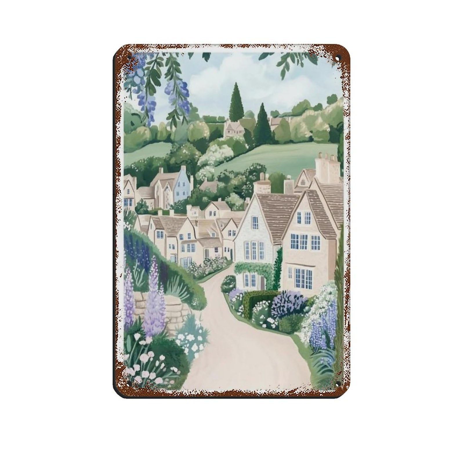 Lxwnze 20L X 30W Cm Cotswolds Poster, Cotswolds Art, Travel Poster Tin Sign Vintage Metal Pub Club Cafe Bar Home Wall Art Decoration Poster Retro 8X12inch(20X30cm)
