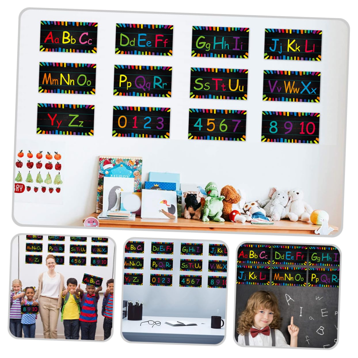 DOITOOL 4 Ensembles Affiche alphanumérique alphabet affiche des nombres d'apprentissage poster educatif lettre decorative stickers enfant approvisionnement des enfants accessoire