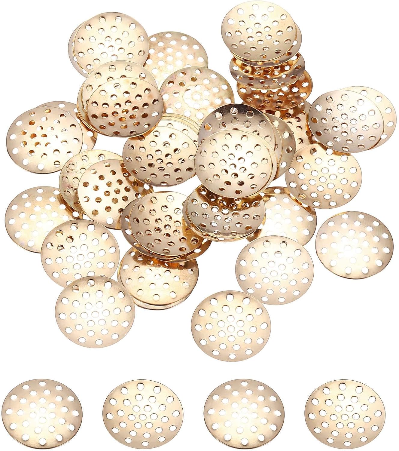 MECCANIXITY 50 Pcs Brooch Base Pad, 20mm Brooches Bouquet Beading Back Holes Round Blank Tray Setting Beads for DIY Crafts Handmade Brooches Jewelry Making Supplies, Rhodium