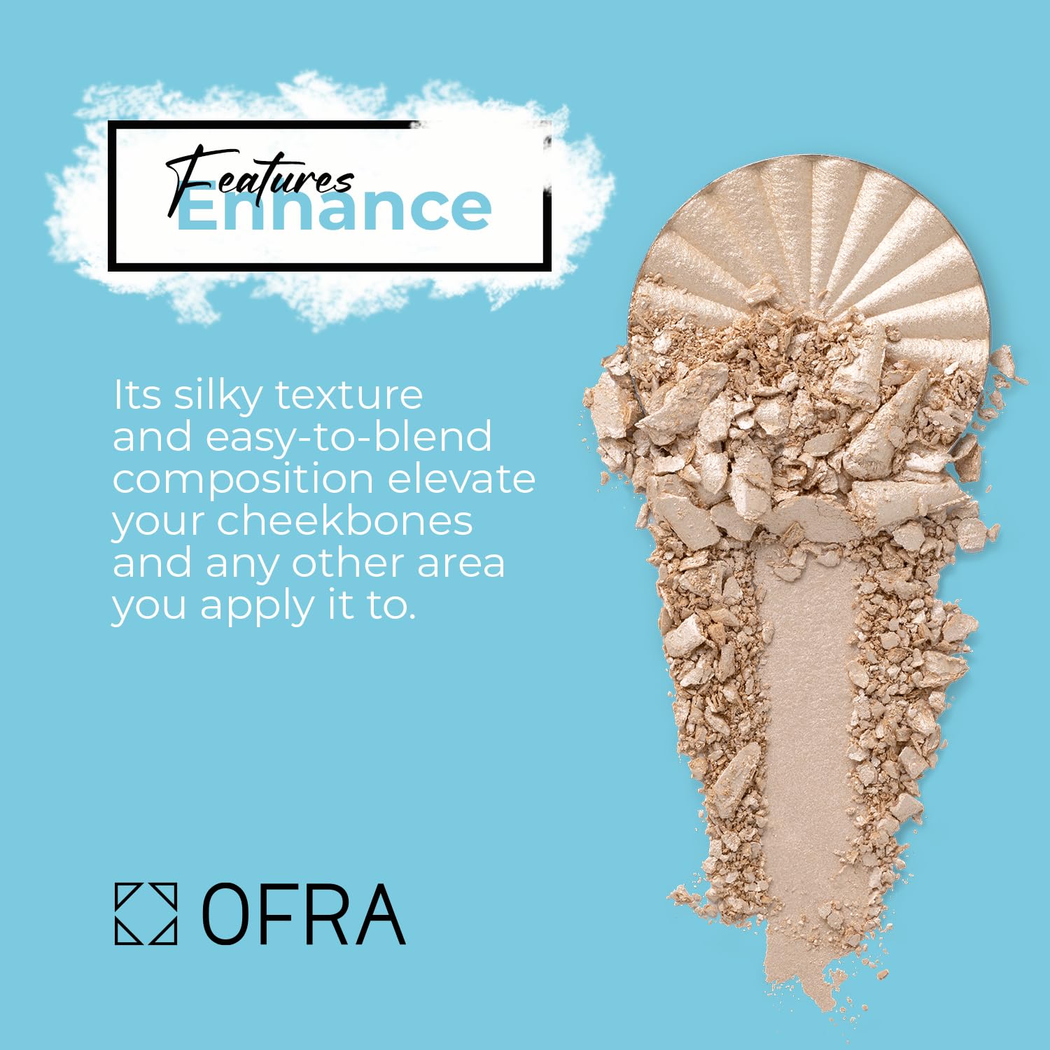 Pressed Powder Highlighter - Face Makeup | Beverly Hills - 5 Shades in 1 Pan | Pearl Shimmer Liquid-To-Baked Powder Highlighter | Refillable Pan | Cruelty-Free Beauty Essential | 7g