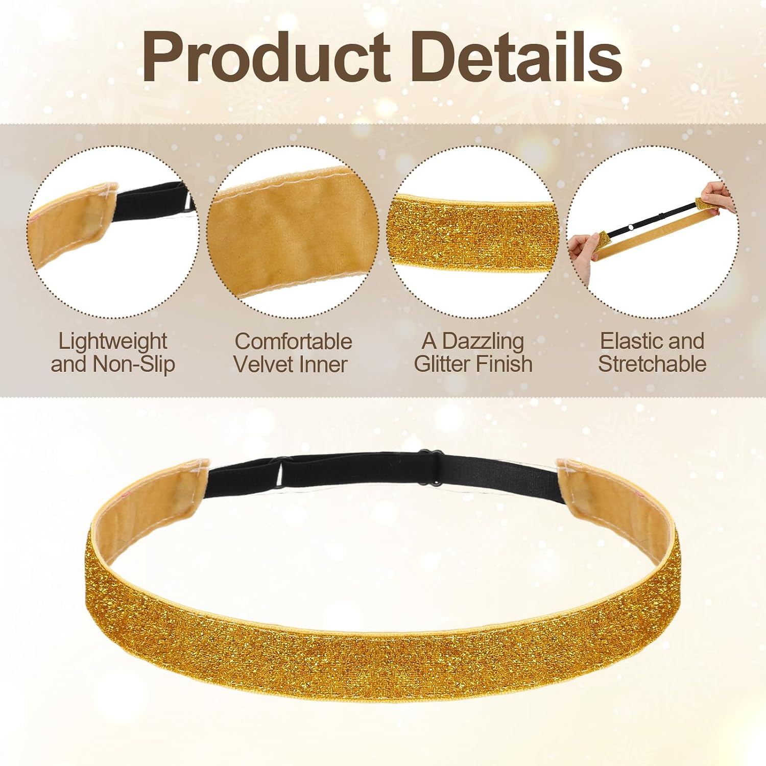 2PCS Women's Headbands, Elastic Hair Head Bands Adjustable No-Slip image 3