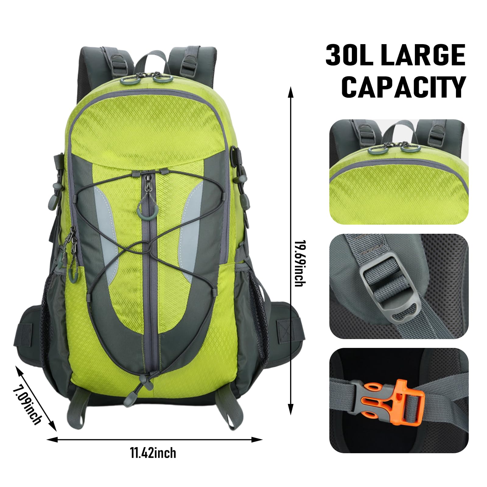 NPJGKY 30L Hiking Backpack, Waterproof Outdoor Bag, Travel Camping Men'S And Women'S Sports Backpack (Green)