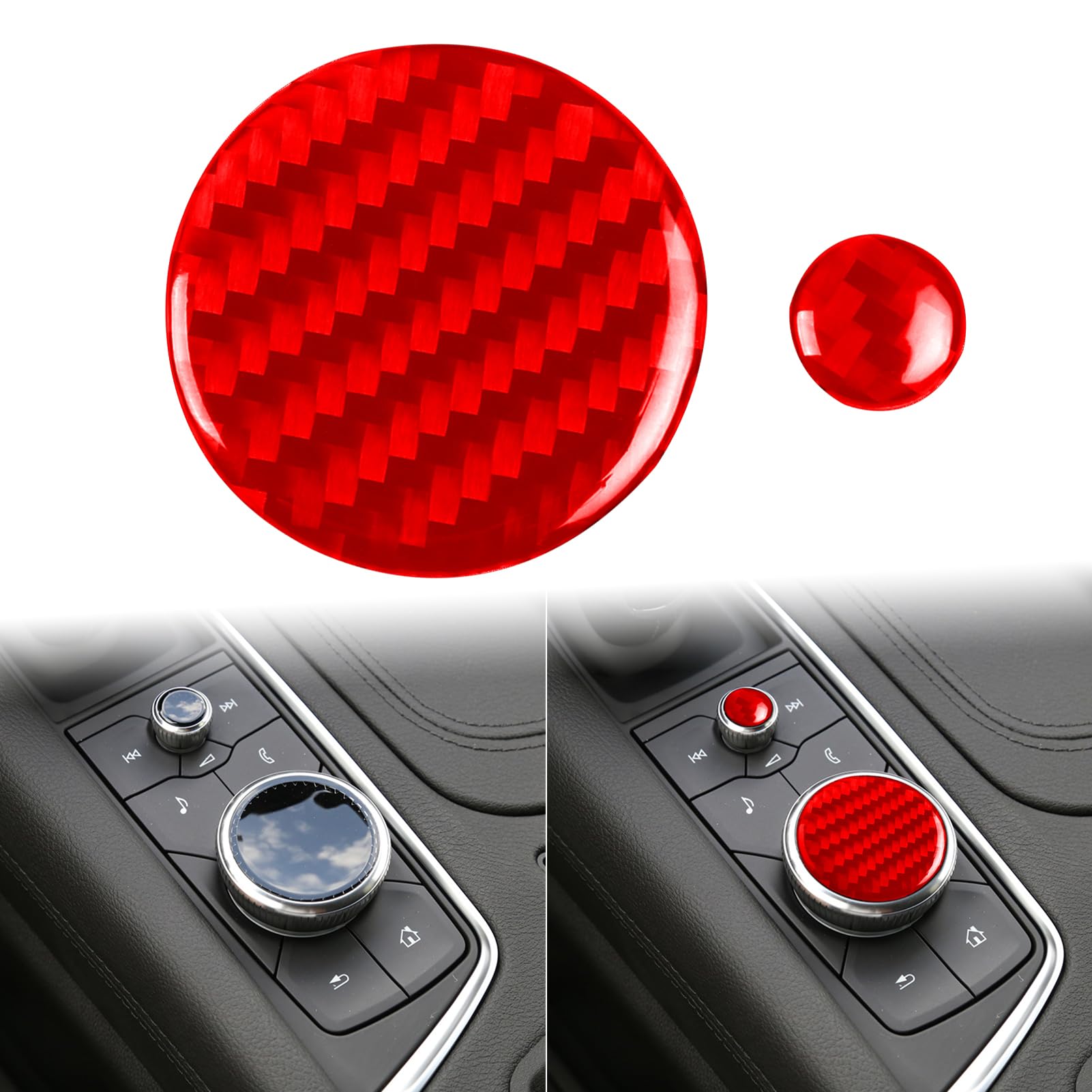 Generic Real Quality Soft Carbon Fiber Center Console Gear Shift Multimedia Button Decoration Decal 2pcs Premium Sticker Accessories Compatible with