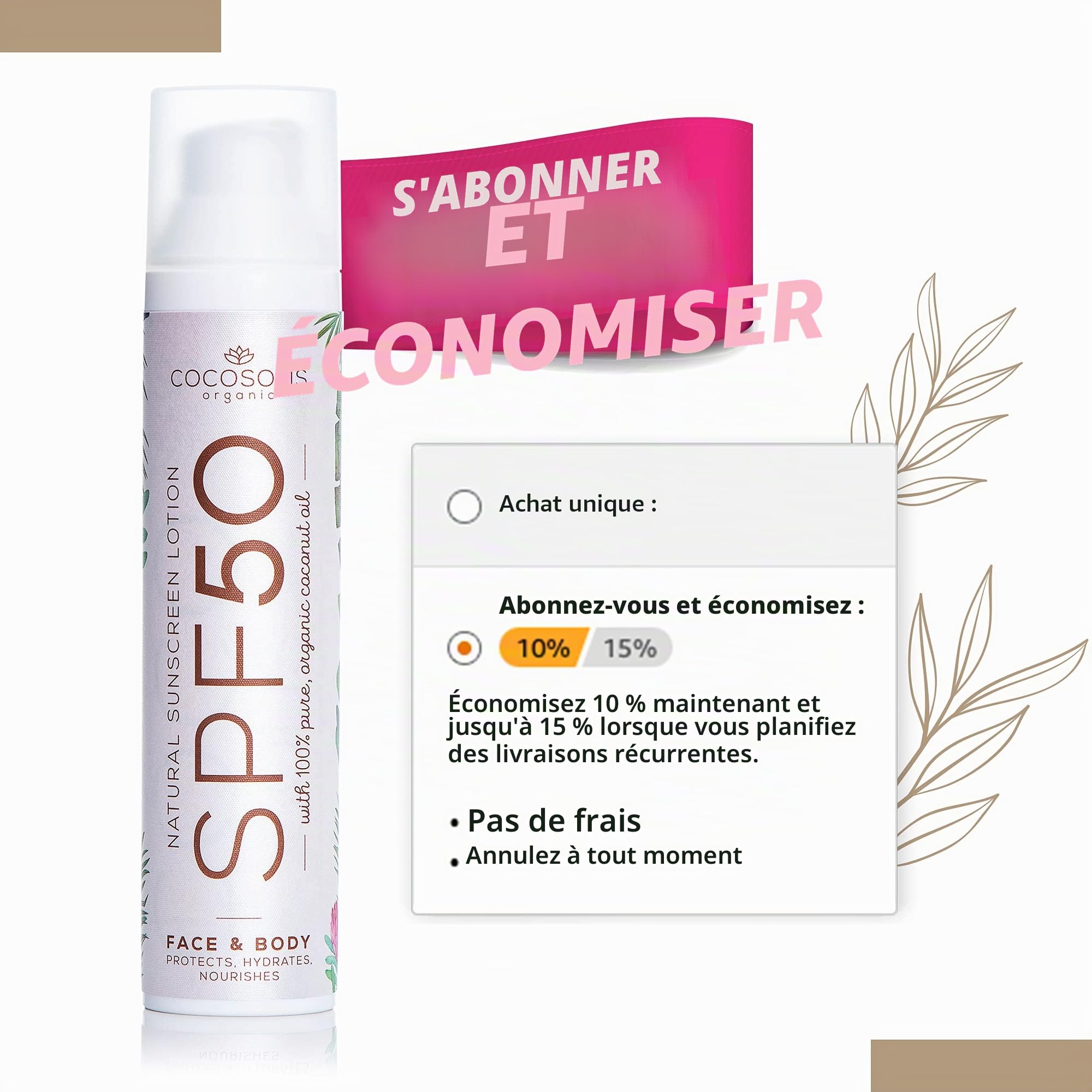 COCOSOLIS Crème solaire SPF 50 hydratante et protection solaire pour tous les types de peau, aux huiles bio | Protection solaire (100 ml)